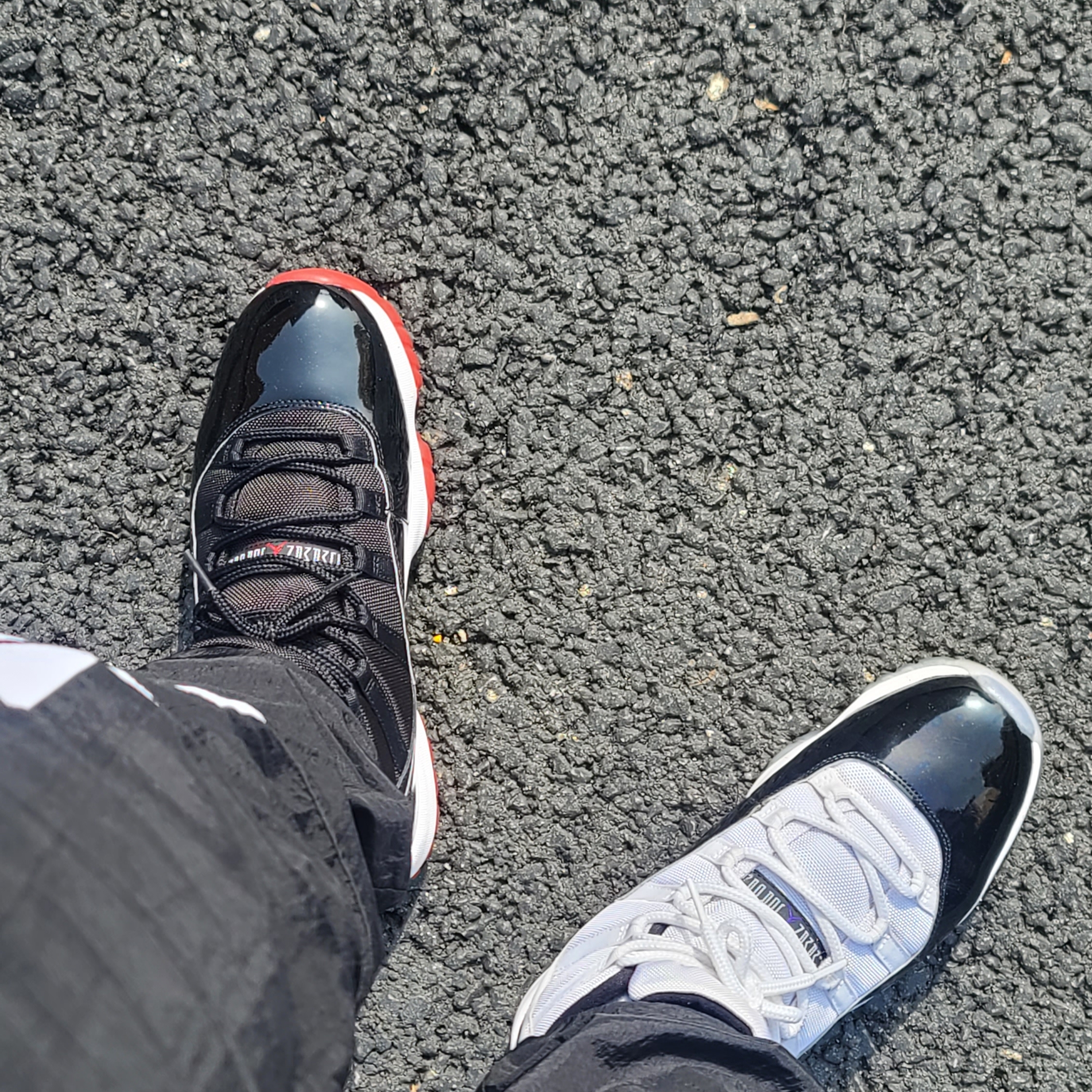 Jordan 11 Retro Bred 2019, Jordan 11 Retro Concord 2018 착용 스타일