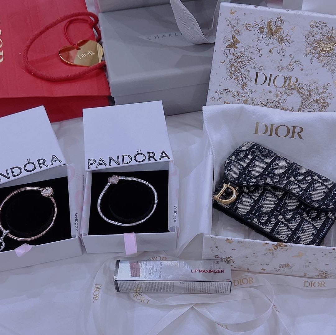 Dior Saddle Flap Card Holder Blue Dior Oblique Jacquard 착용 스타일