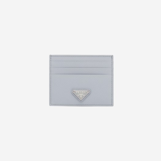프라다 사피아노 레더 트라이앵글 로고 카드 지갑 콘플라워 블루
