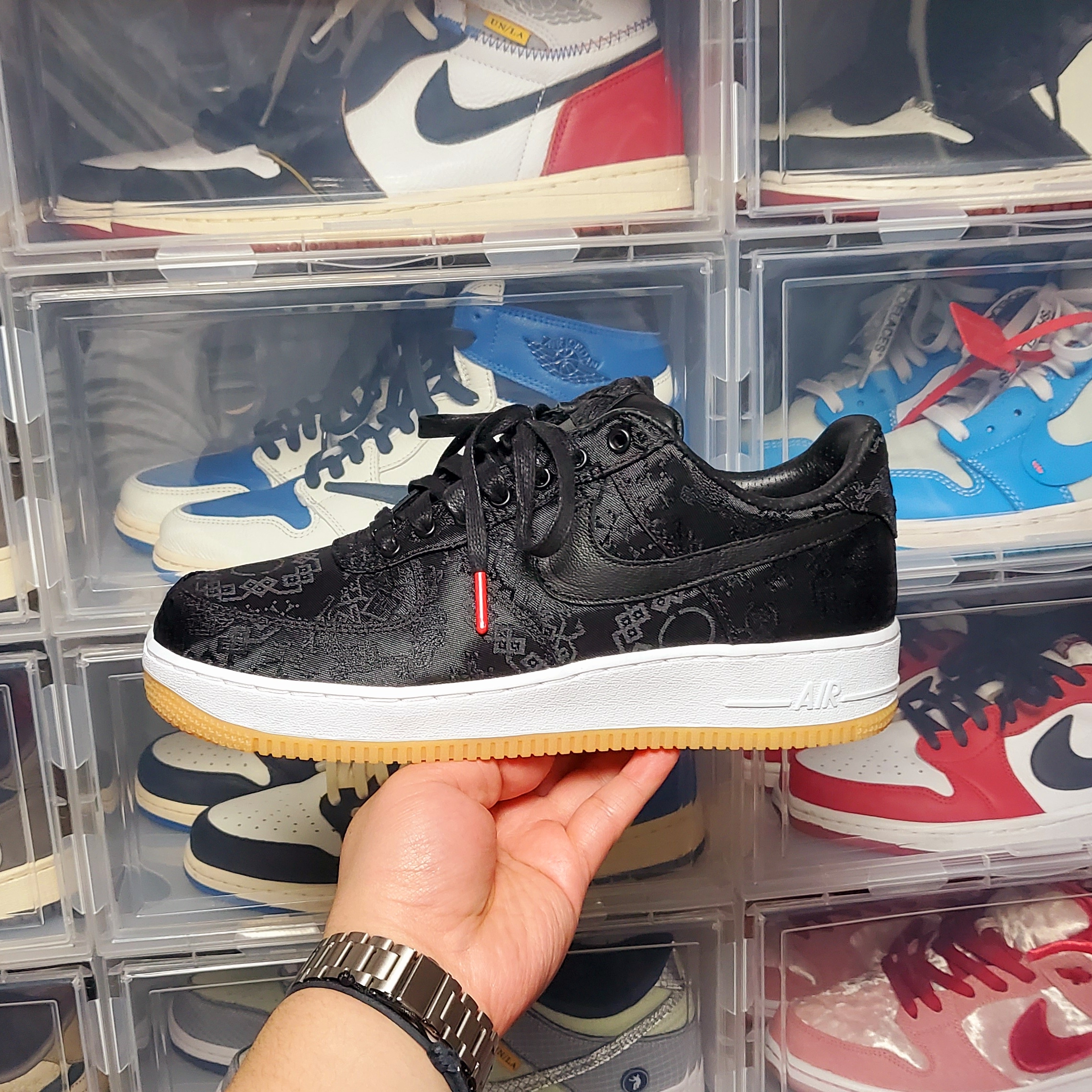 Nike x Clot x Fragment Air Force 1 Low Black Silk 착용 스타일 - 2