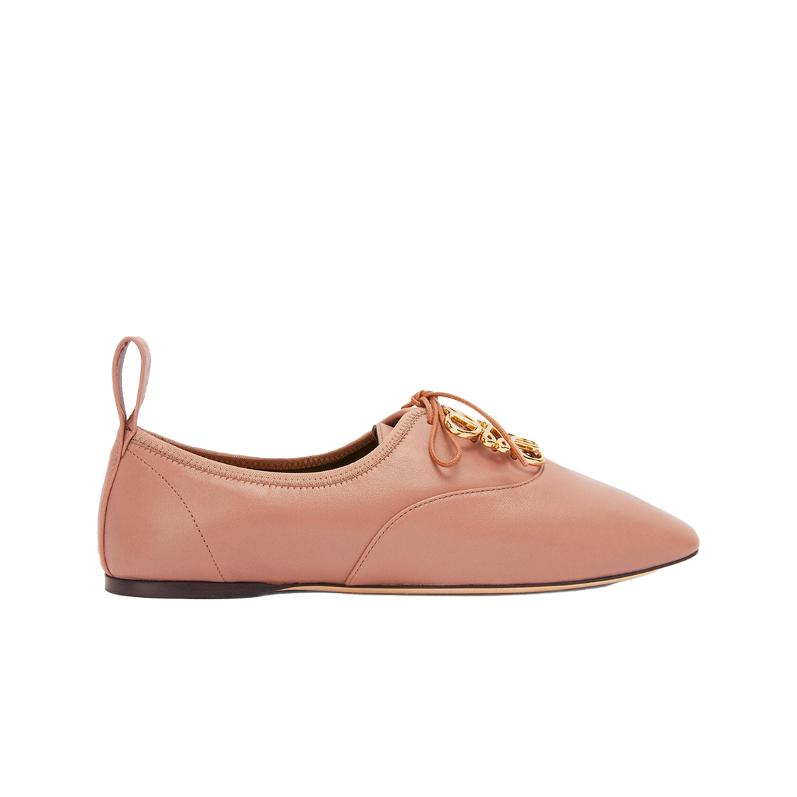 (W) 로에베 램스킨 아나그램 소프트 더비 다크 블러쉬((W) Loewe Anagram Soft Derby in Lambskin Dark Blush) - 1