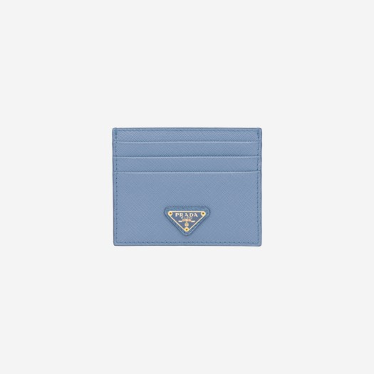 프라다 사피아노 레더 트라이앵글 로고 카드 지갑 아스트랄 블루