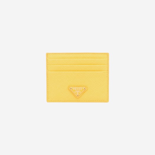 프라다 사피아노 레더 트라이앵글 로고 카드 지갑 써니 옐로우