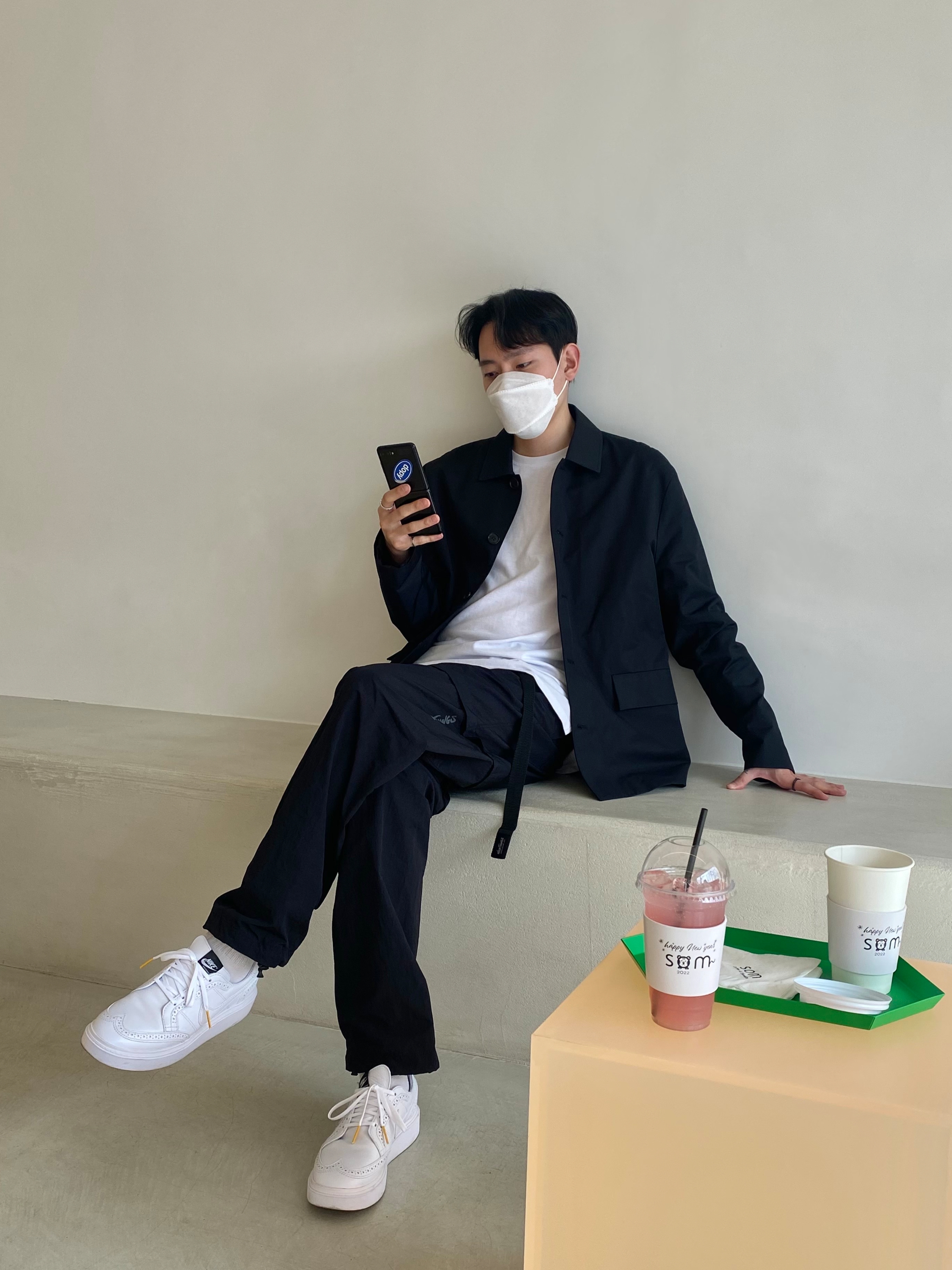 Nike x Peaceminusone Kwondo1 White 착용 스타일