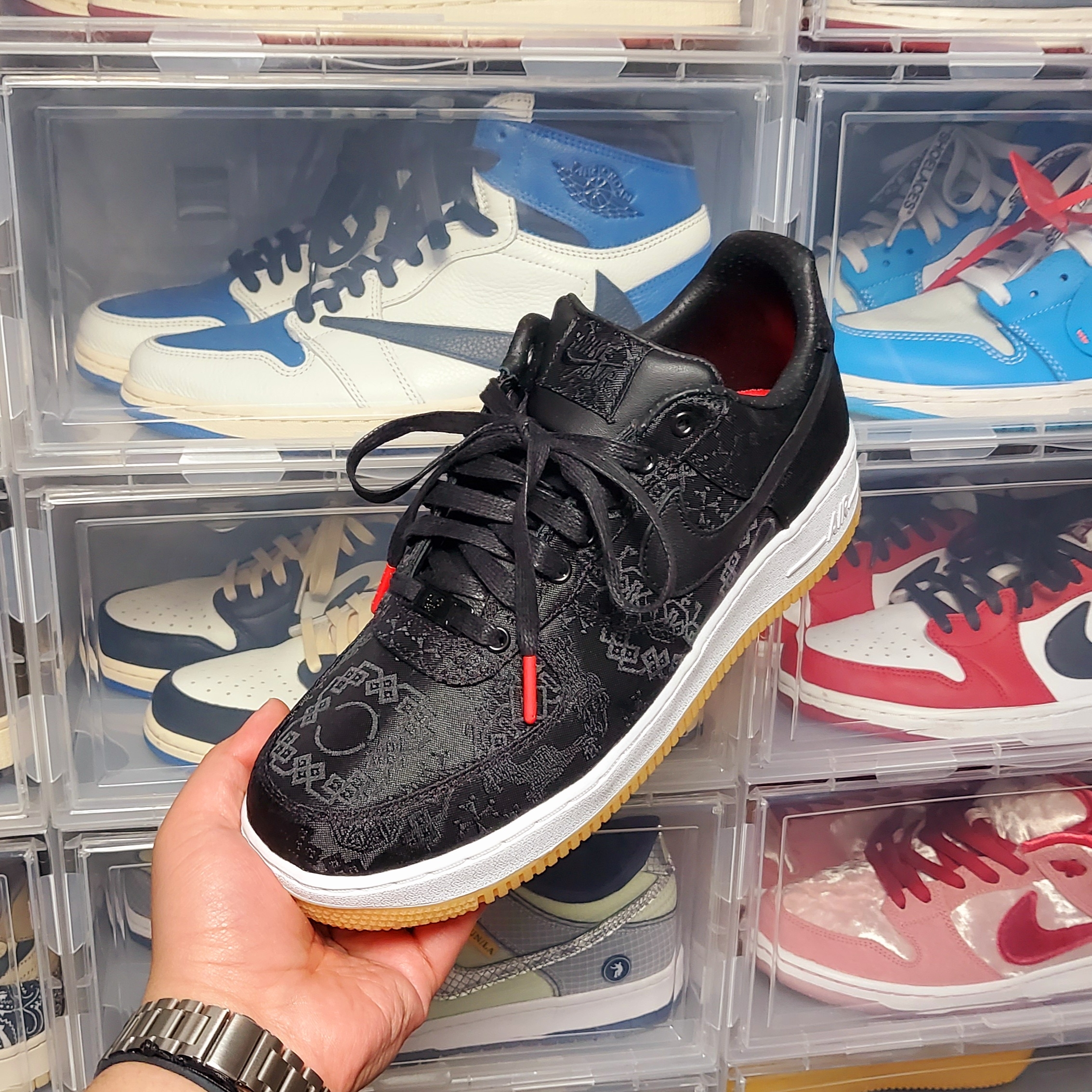 Nike x Clot x Fragment Air Force 1 Low Black Silk 착용 스타일 - 1