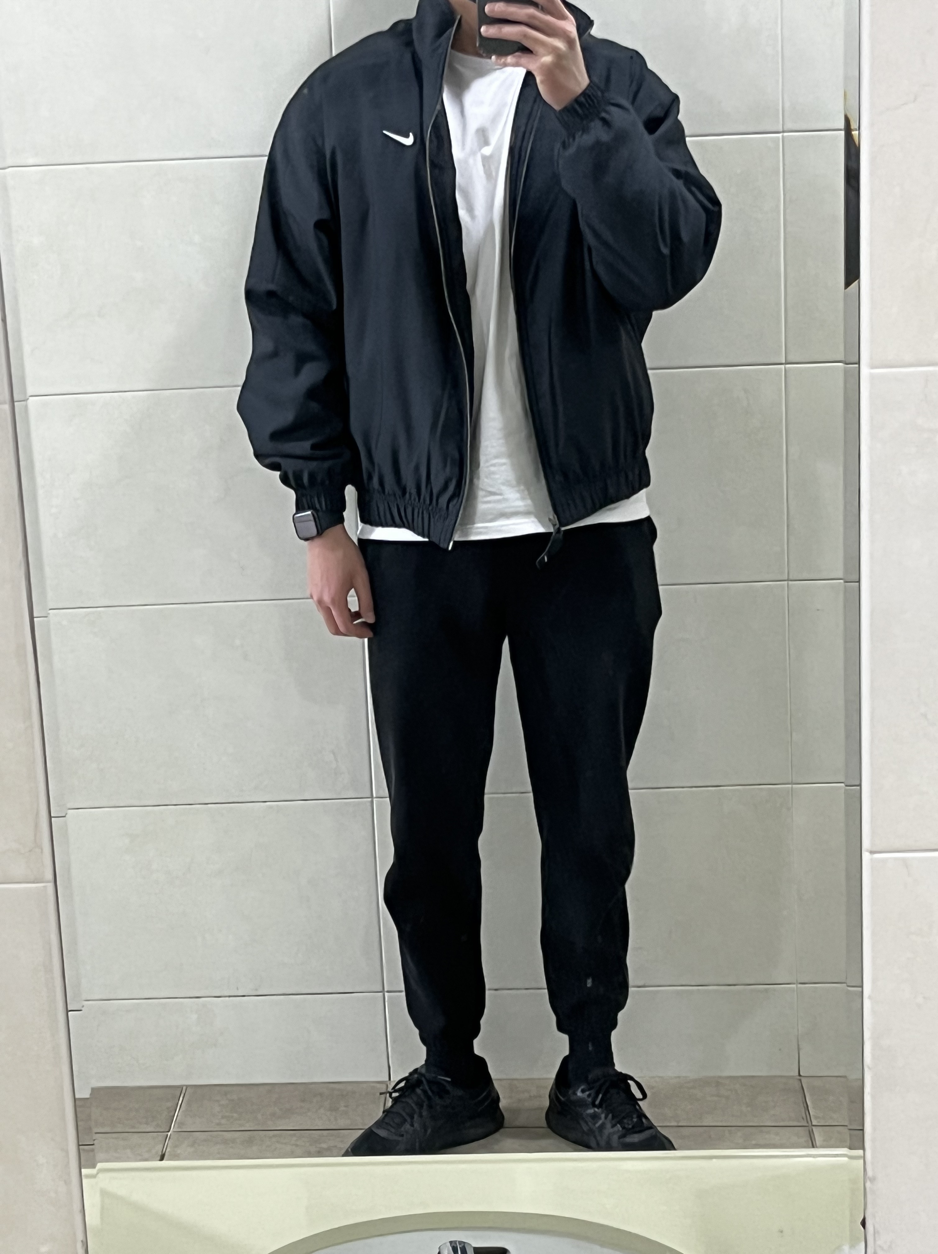 Nike NRG Solo Swoosh Satin Bomber Jacket Black Doll - Asia 착용 스타일