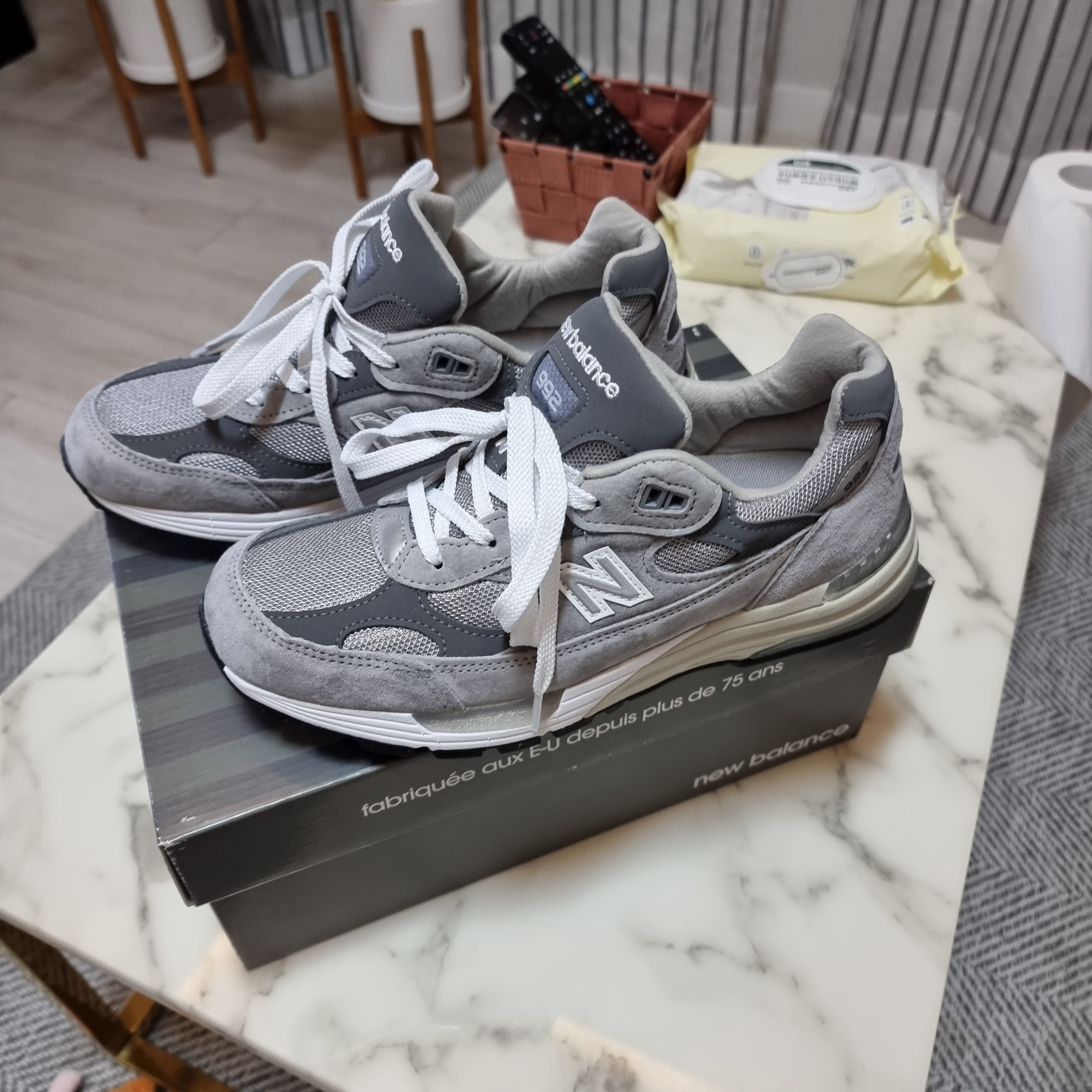 New Balance 992 Made in USA Grey - D Standard 착용 스타일 - 3
