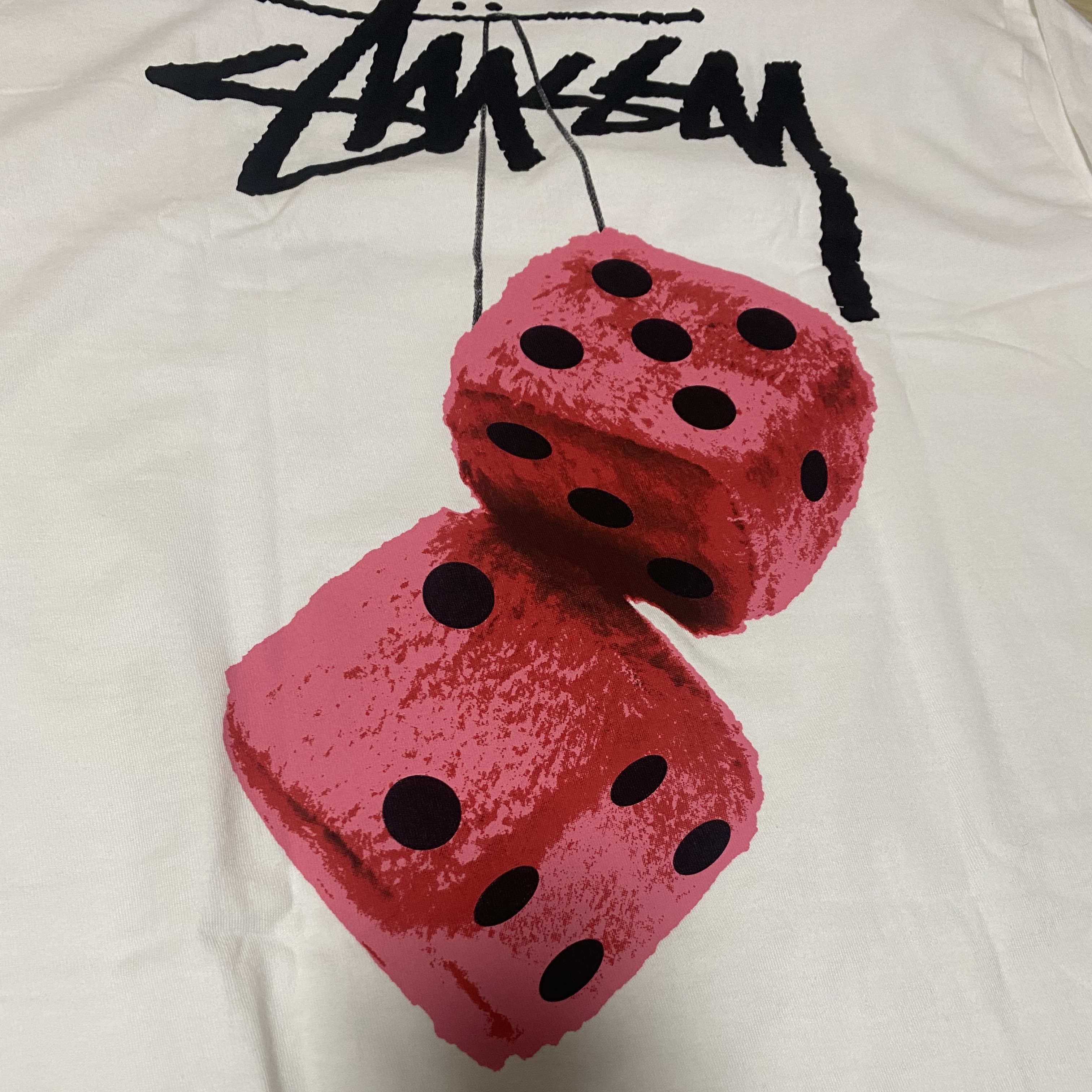 Stussy Fuzzy Dice T-Shirt White 착용 스타일