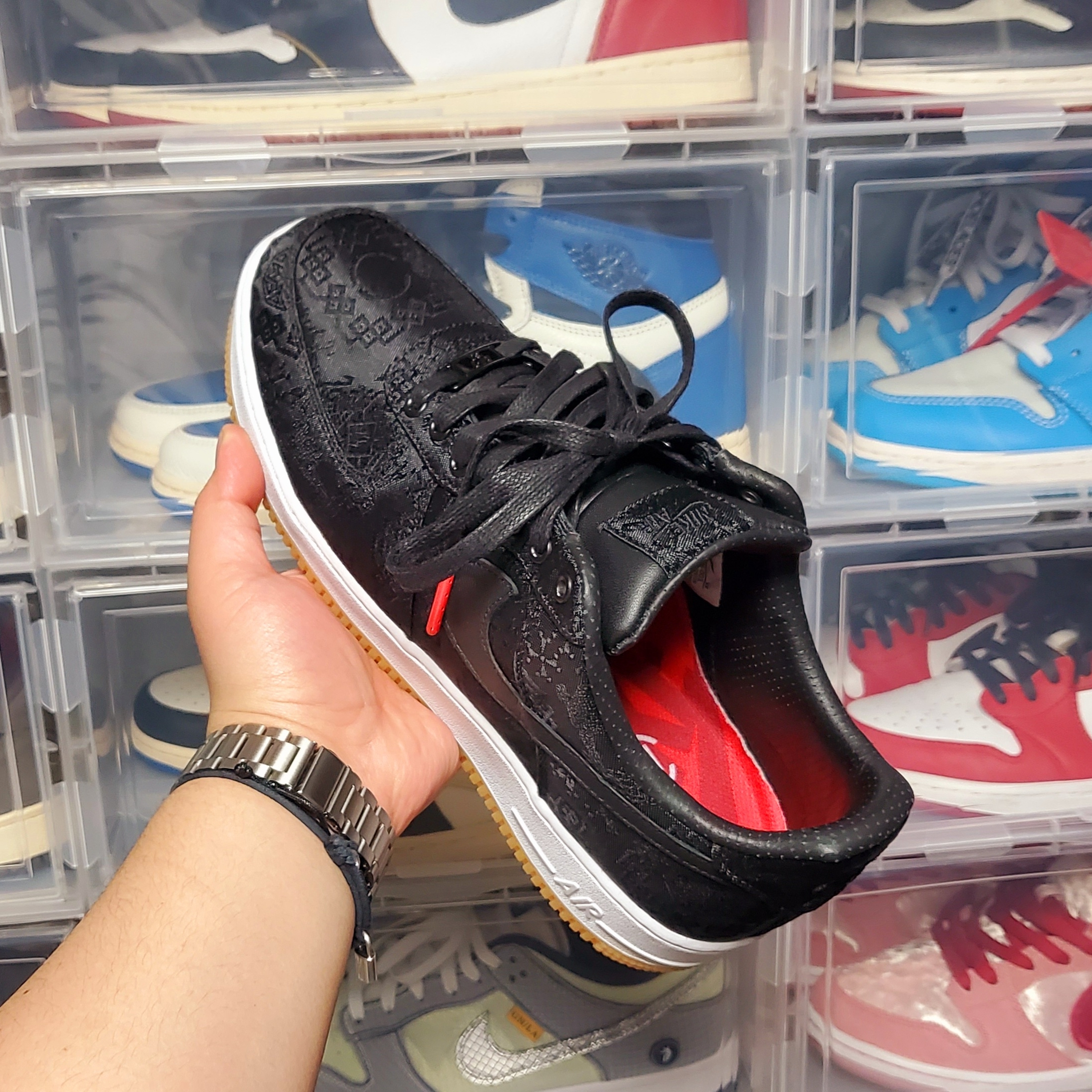 Nike x Clot x Fragment Air Force 1 Low Black Silk 착용 스타일 - 3