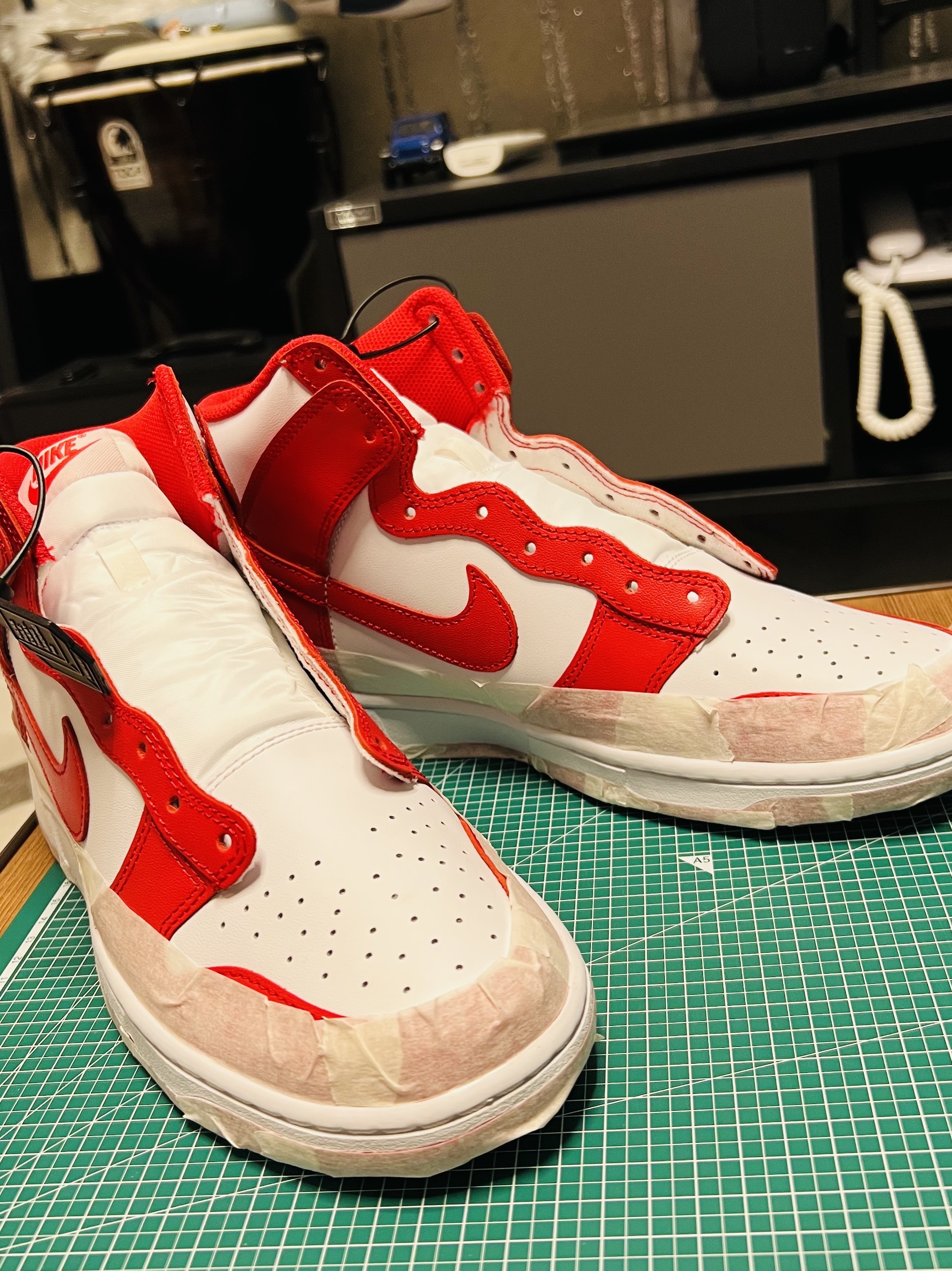 Nike Dunk High Retro Championship White and Red 착용 스타일 - 1