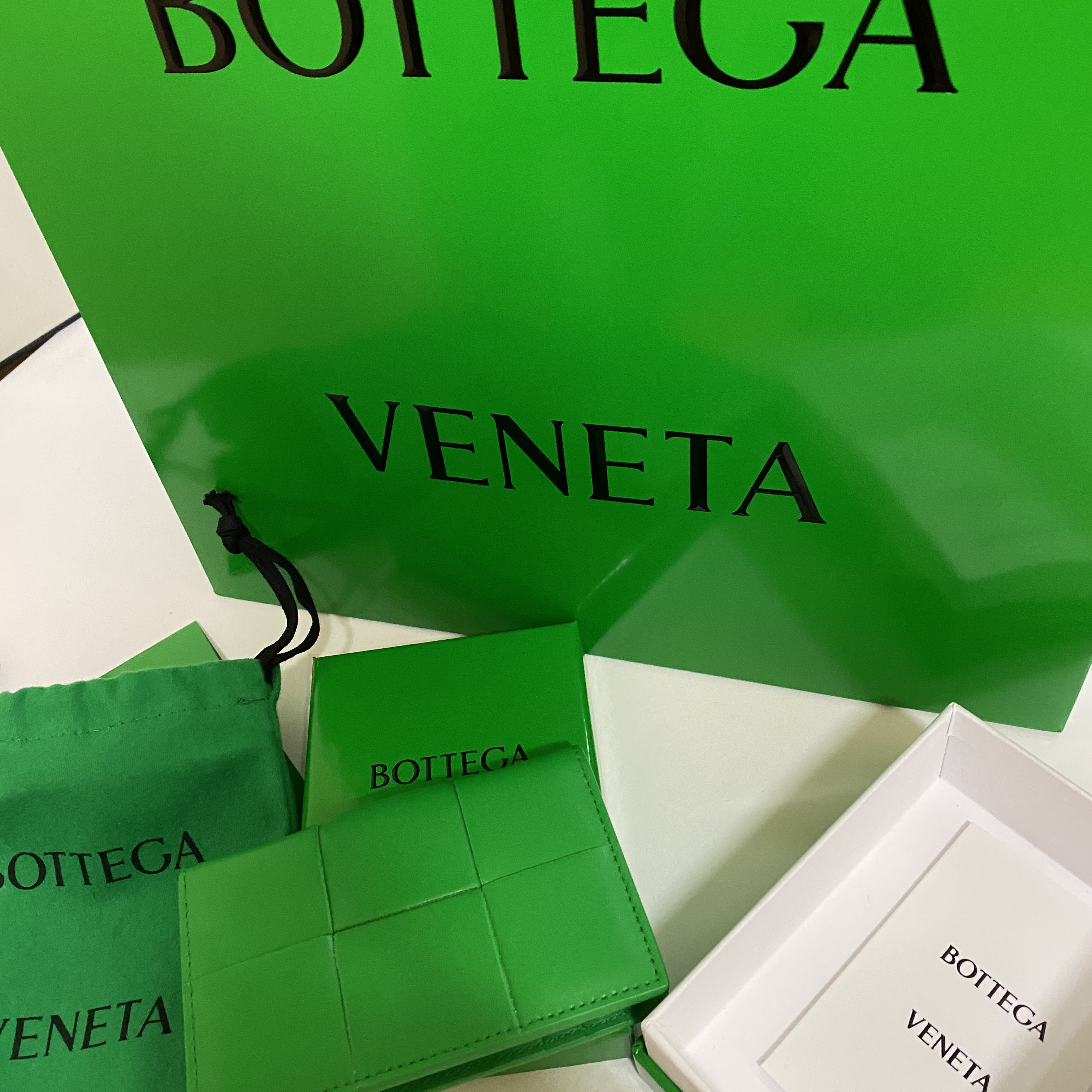 Bottega Veneta Flap Card Case Parakeet 착용 스타일