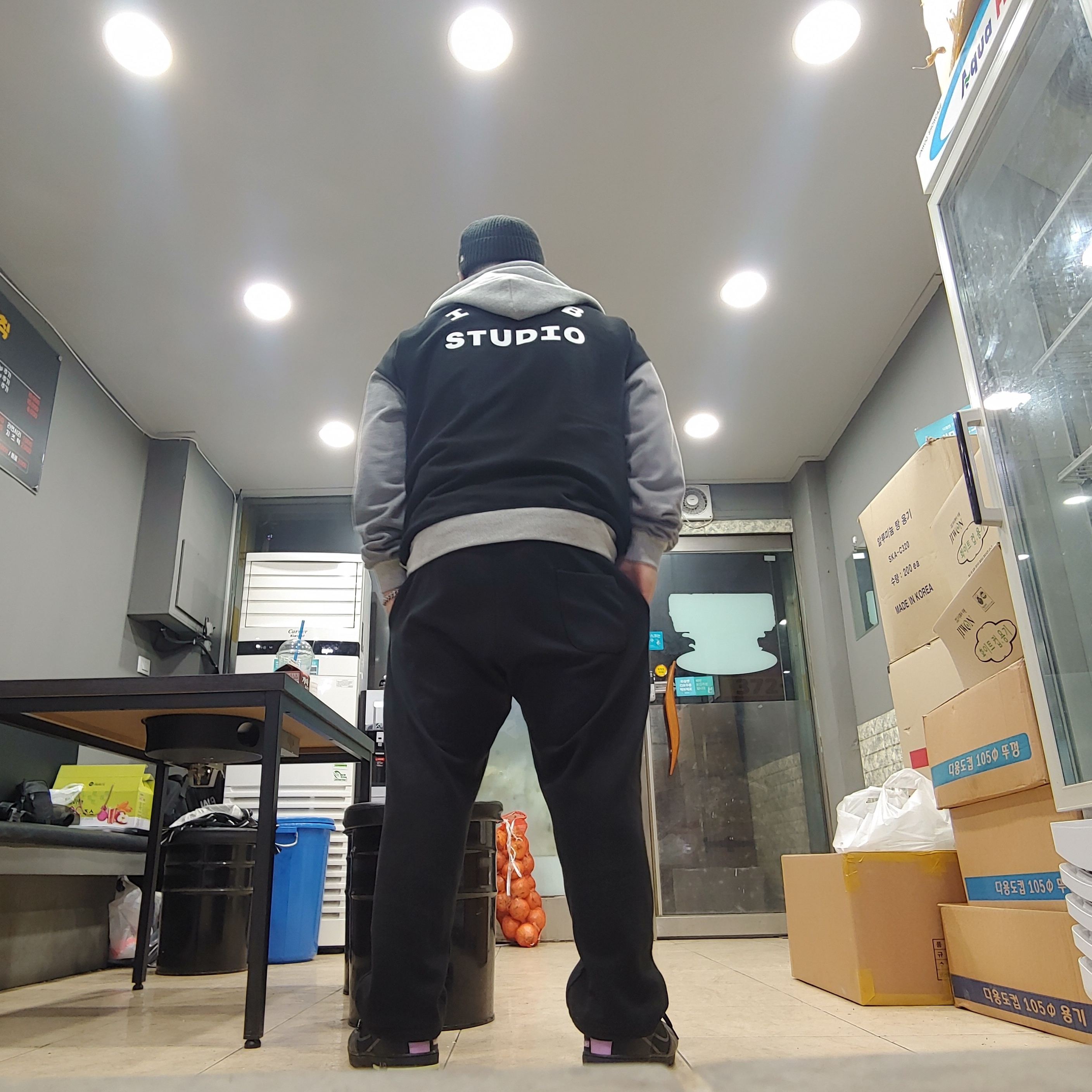 Nike Air Force 1 React Black Violet Star, IAB Studio x Niniz Zip-up Hoodie 착용 스타일