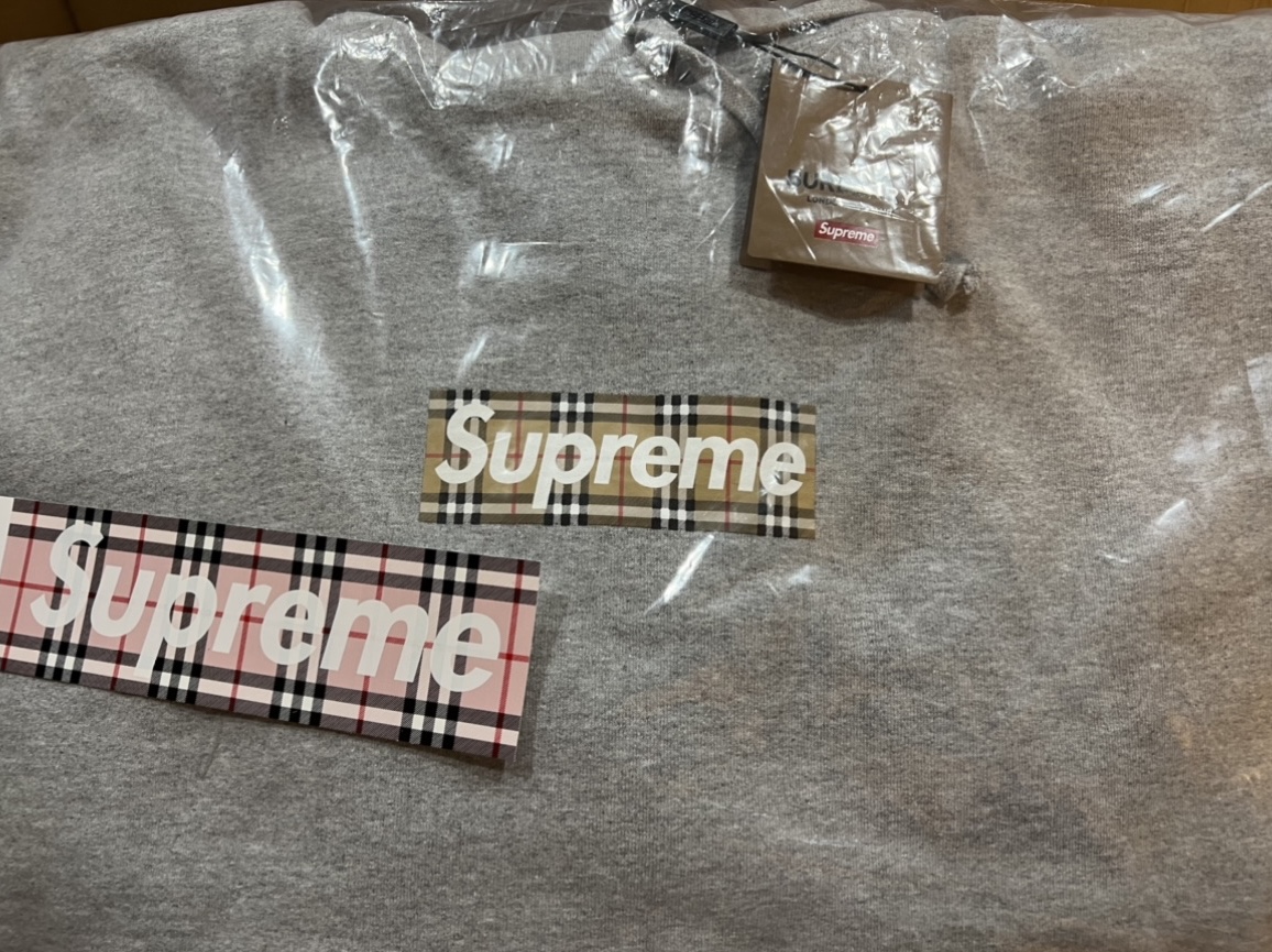 Supreme x Burberry Box Logo Hooded Sweatshirt Heather Grey - 22SS 착용 스타일