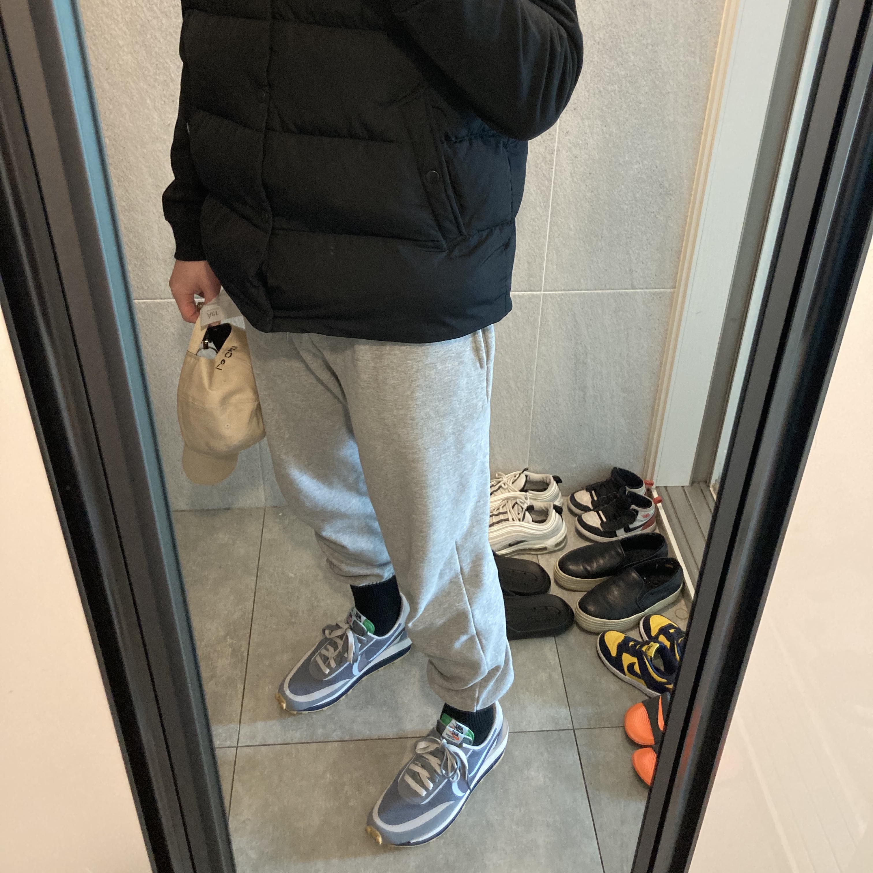 Nike x Sacai x Clot LDWaffle Cool Grey 착용 스타일 - 1