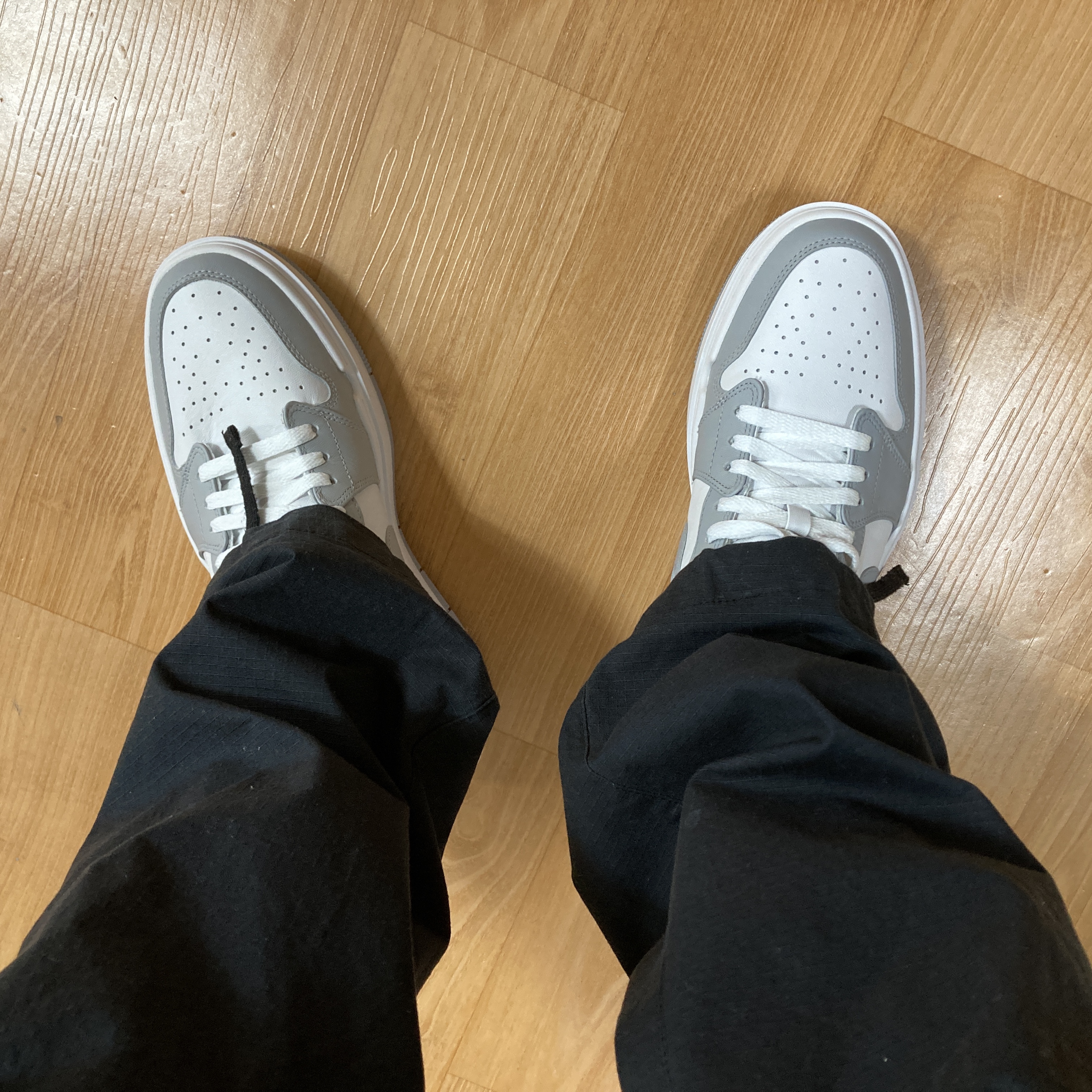 (W) Jordan 1 Elevate Low White and Wolf Grey 착용 스타일 - 1