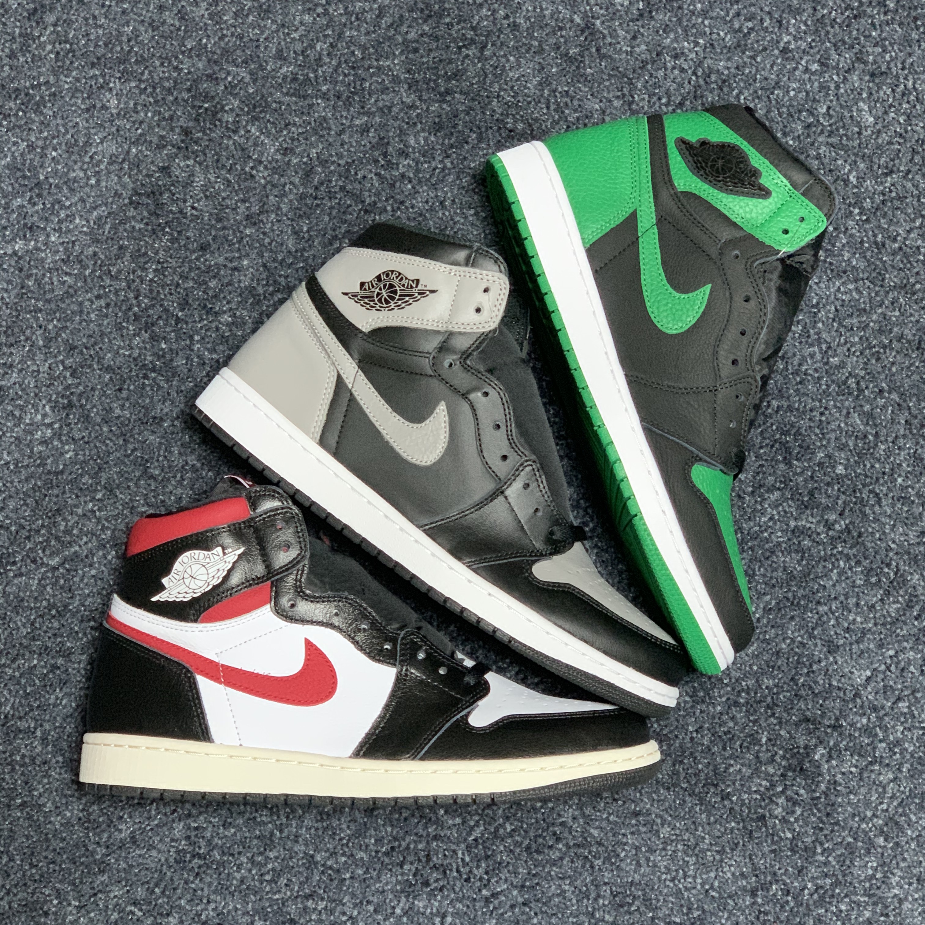 Jordan 1 Retro High OG Pine Green Black, Jordan 1 Retro High OG Shadow 2018 착용 스타일