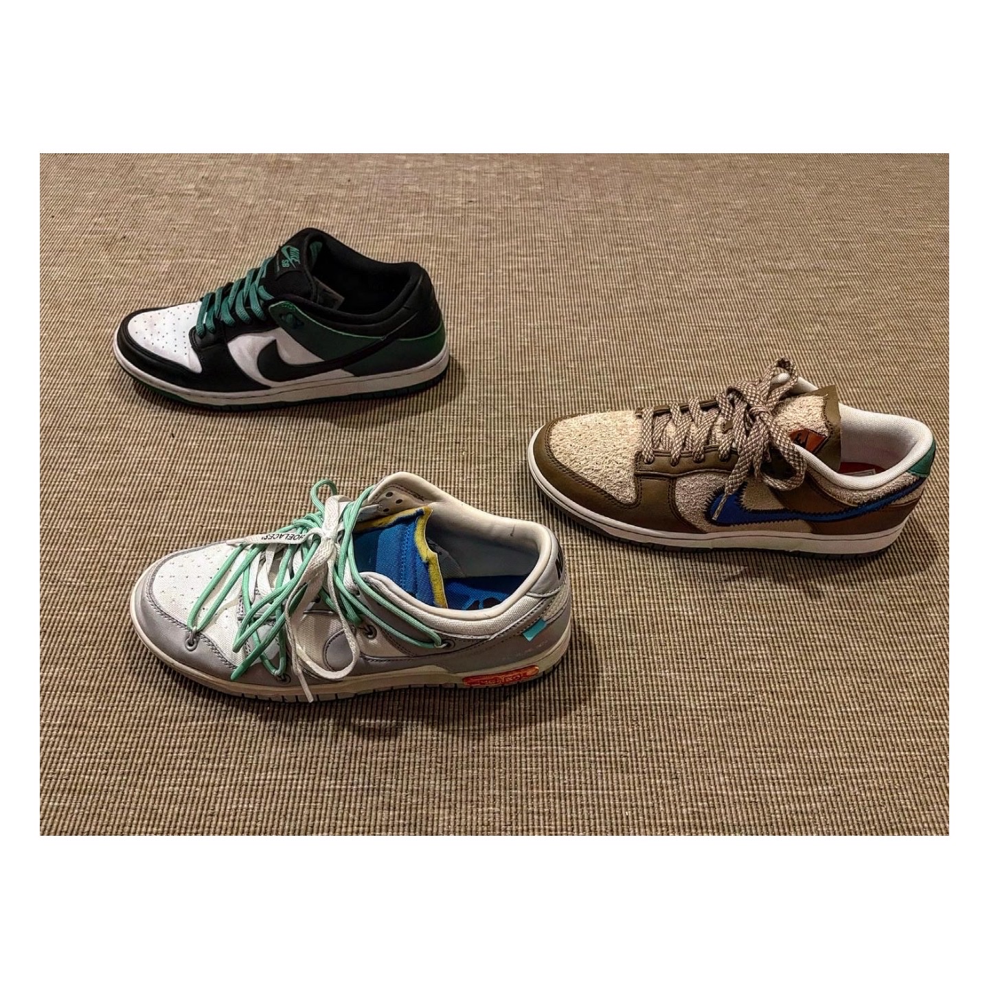 Nike x Size? Dunk Low Dark Driftwood Photo Blue, Nike x Off-White Dunk Low The 50 - Lot 26 착용 스타일 - 2