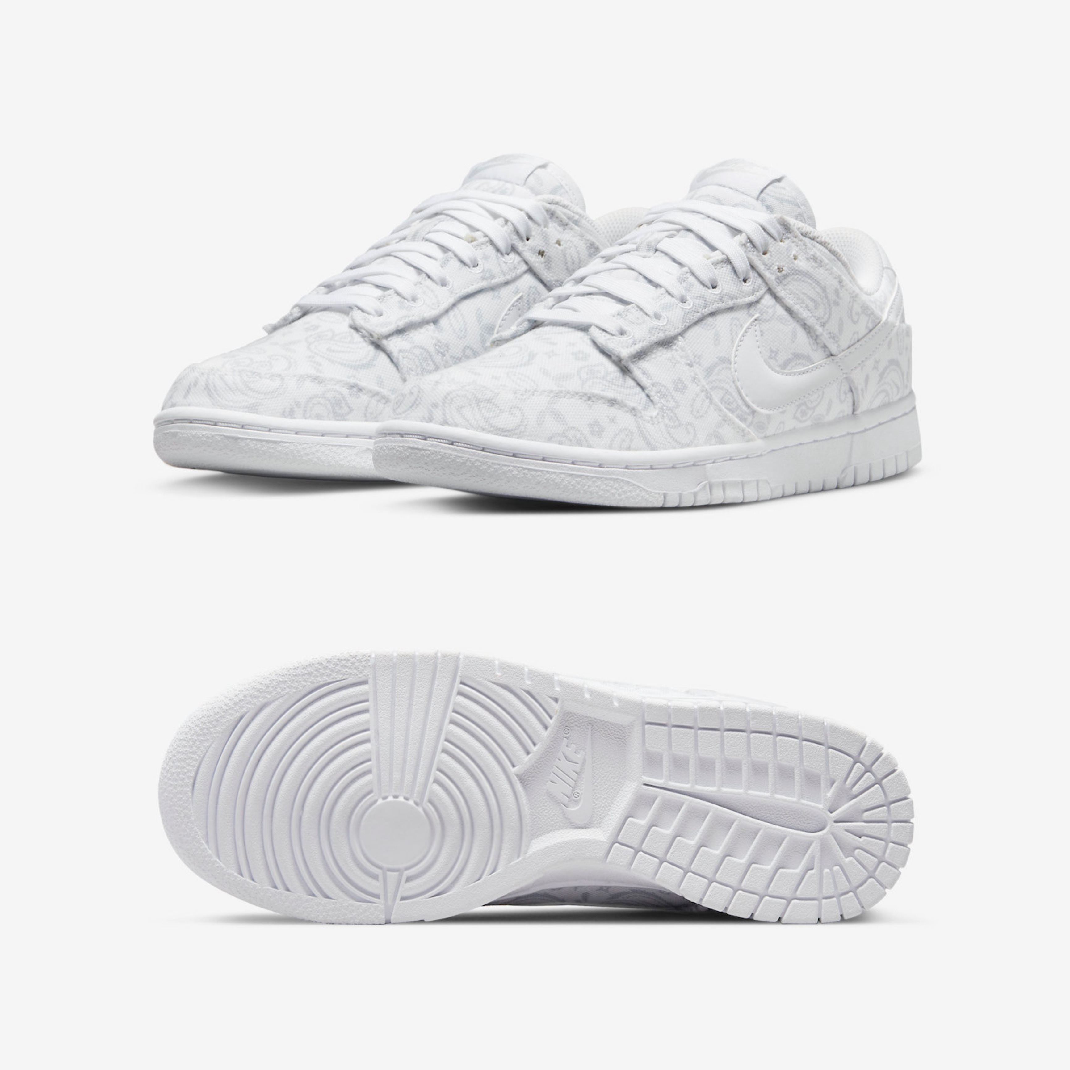(W) Nike Dunk Low Essential White Paisley 착용 스타일 - 2