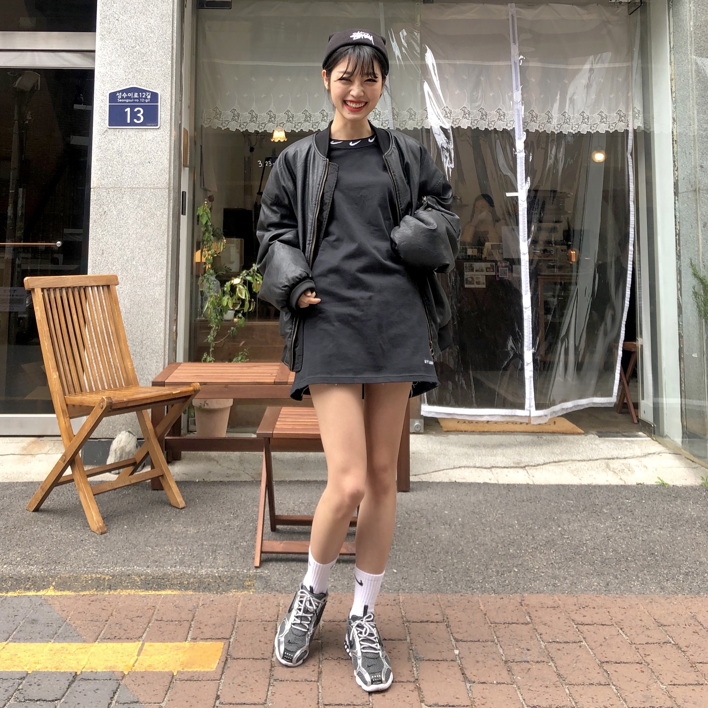 Nike x Stussy Air Zoom Spiridon Cage 2 Pure Platinum, Nike x Stussy NRG BR LS Knit Top 착용 스타일 - 1