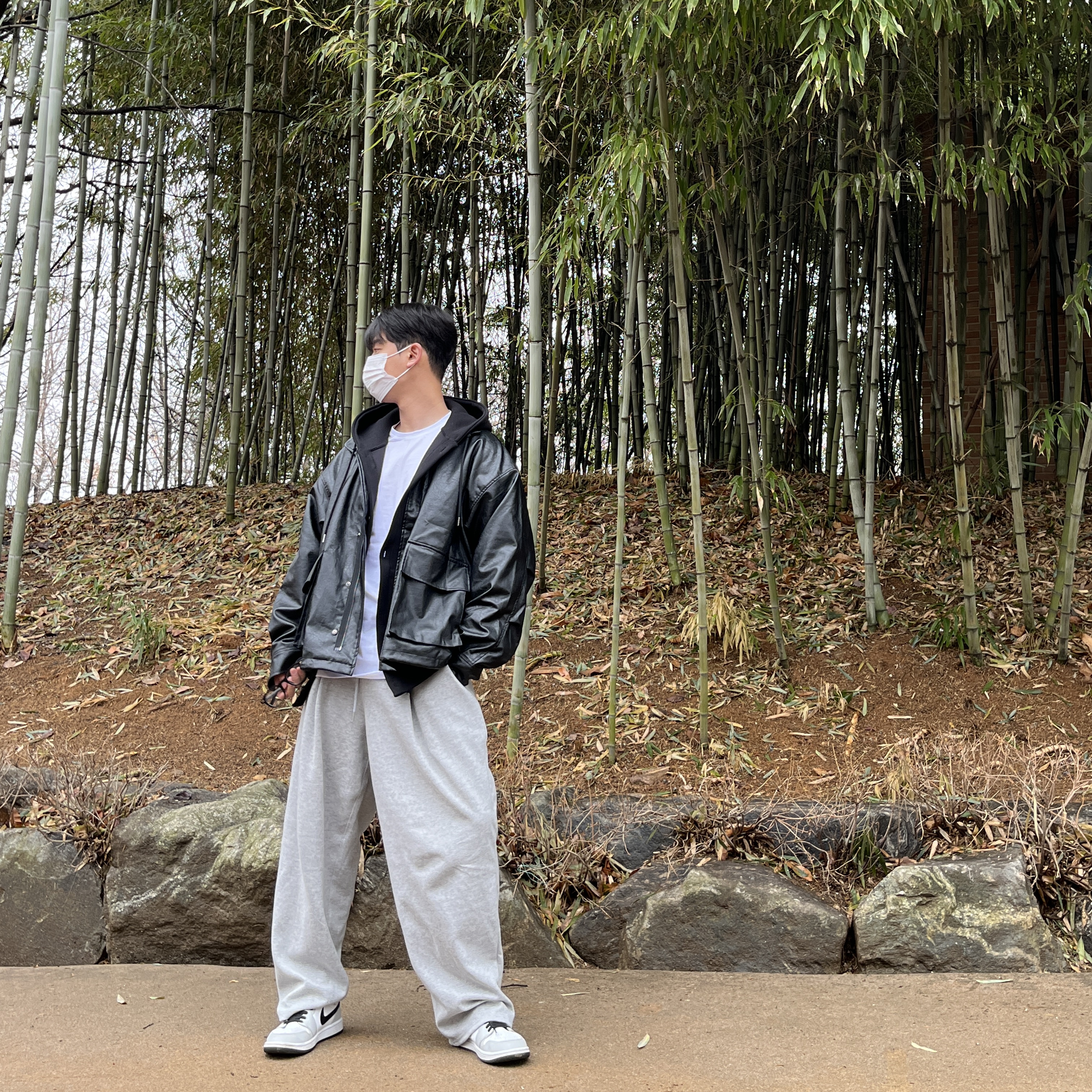 (W) Jordan 1 Mid Grey Fog 착용 스타일