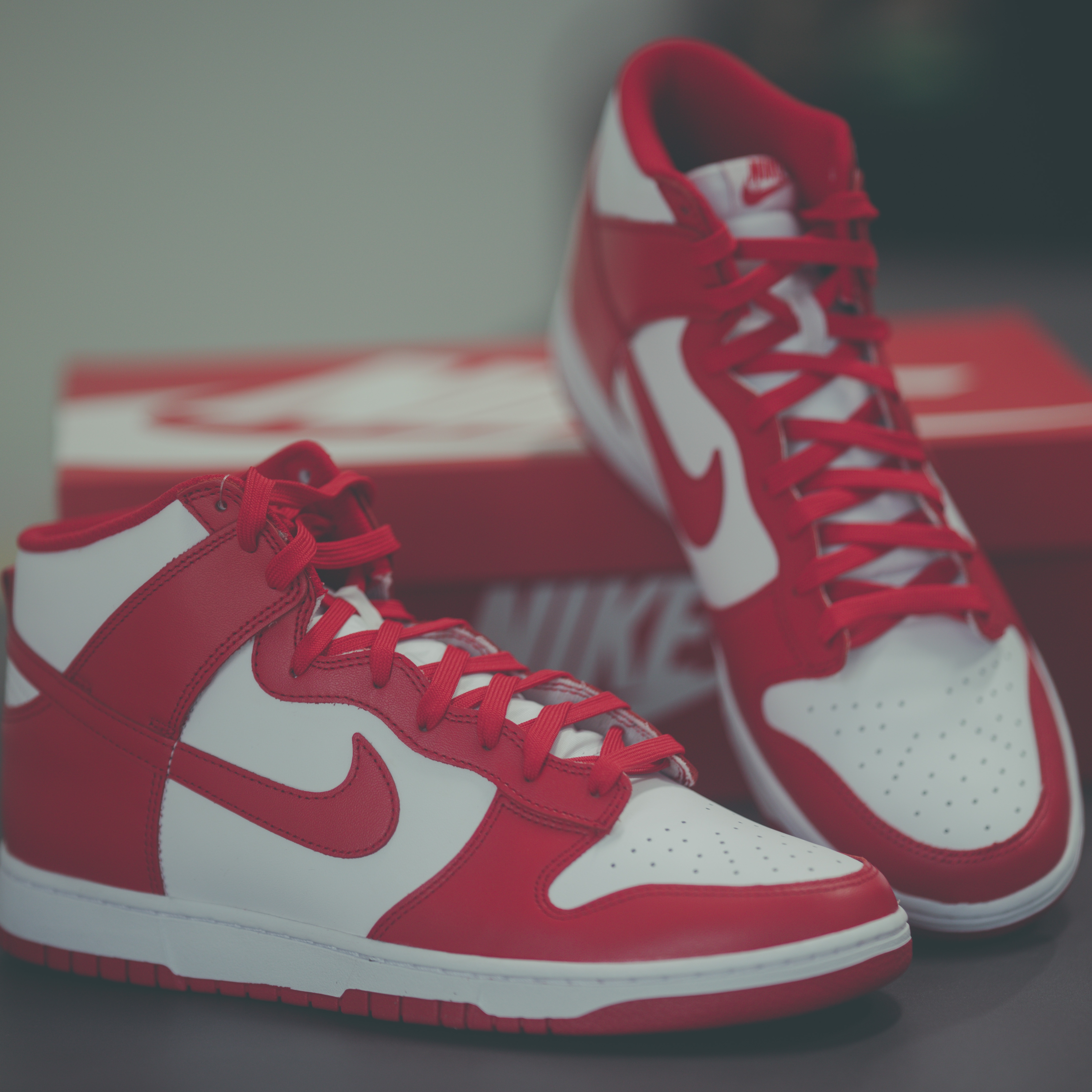 Nike Dunk High Retro Championship White and Red 착용 스타일