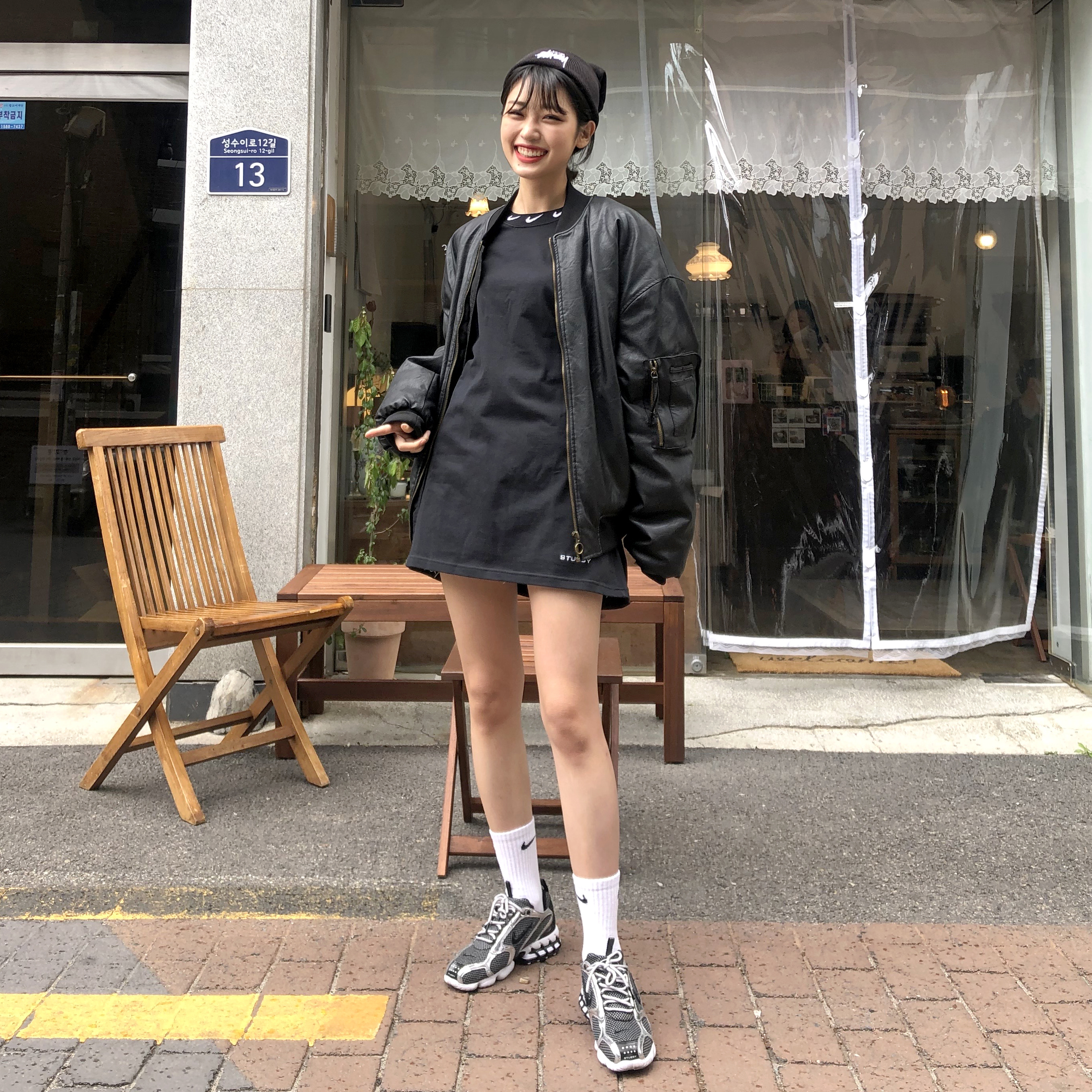 Nike x Stussy Air Zoom Spiridon Cage 2 Pure Platinum, Nike x Stussy NRG BR LS Knit Top 착용 스타일 - 2