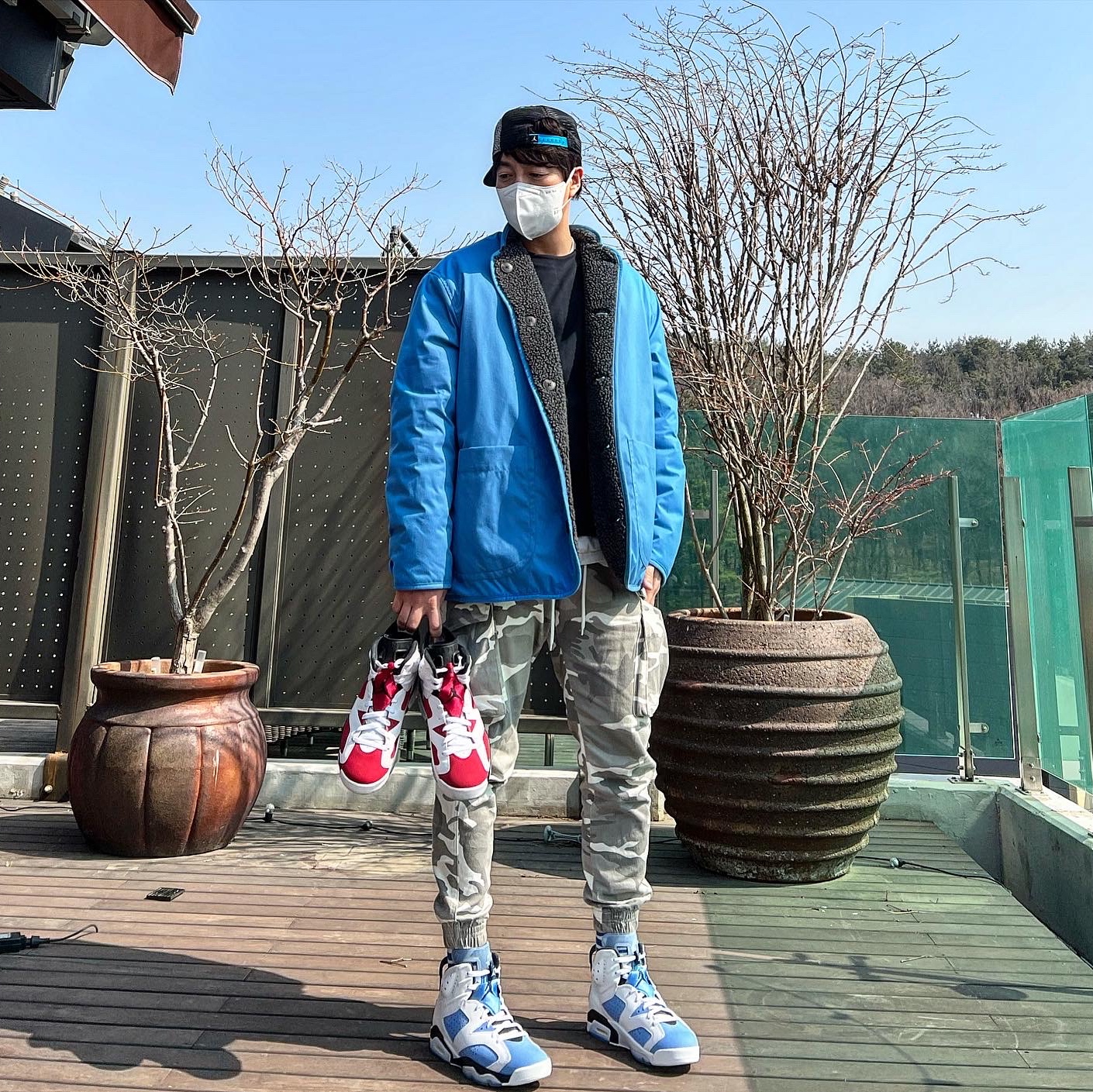 Jordan 6 Retro University Blue, Jordan 6 Retro Carmine 2021 착용 스타일