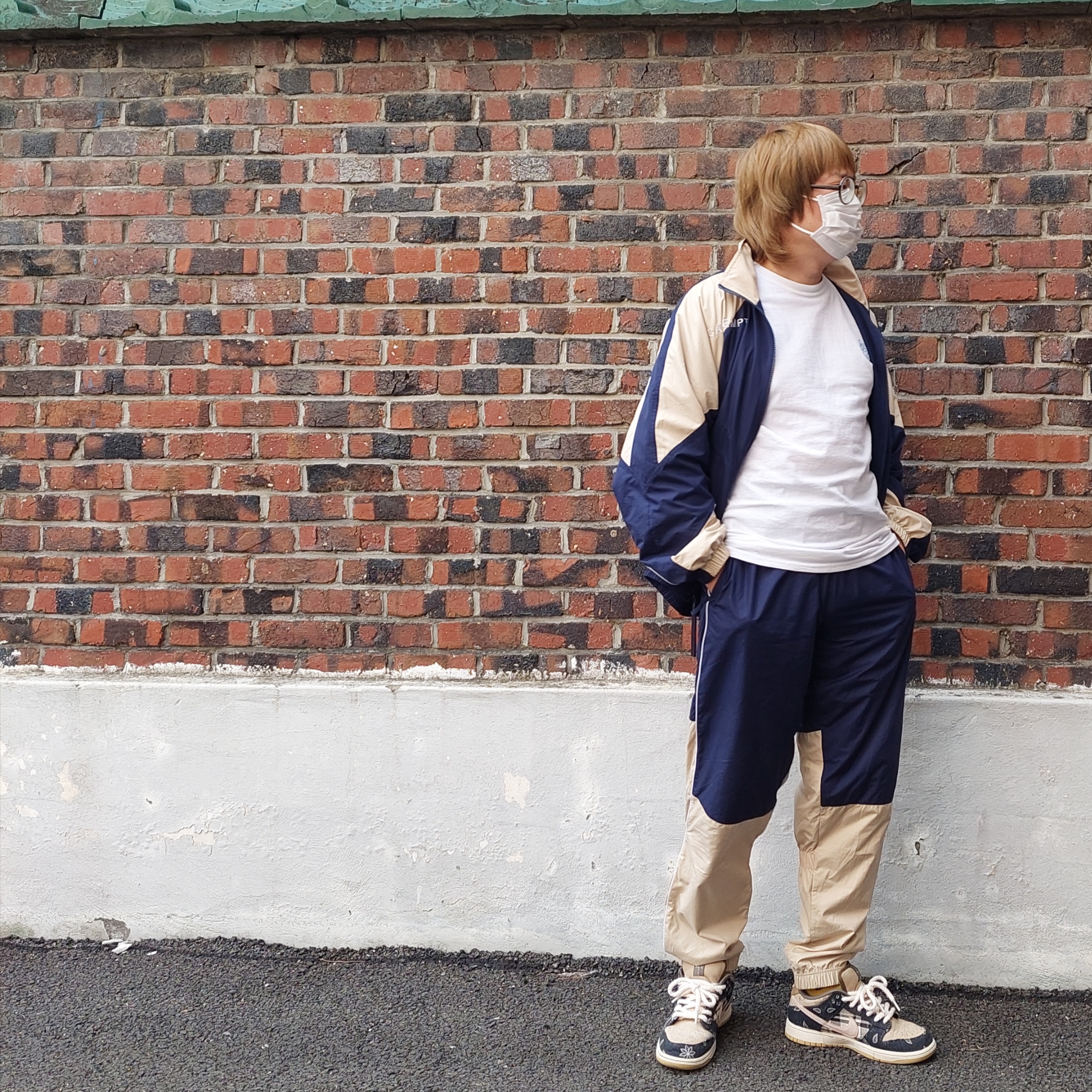 Nike x Cav Empt Track Jacket Navy, Nike x Cav Empt Track Pants Navy 착용 스타일