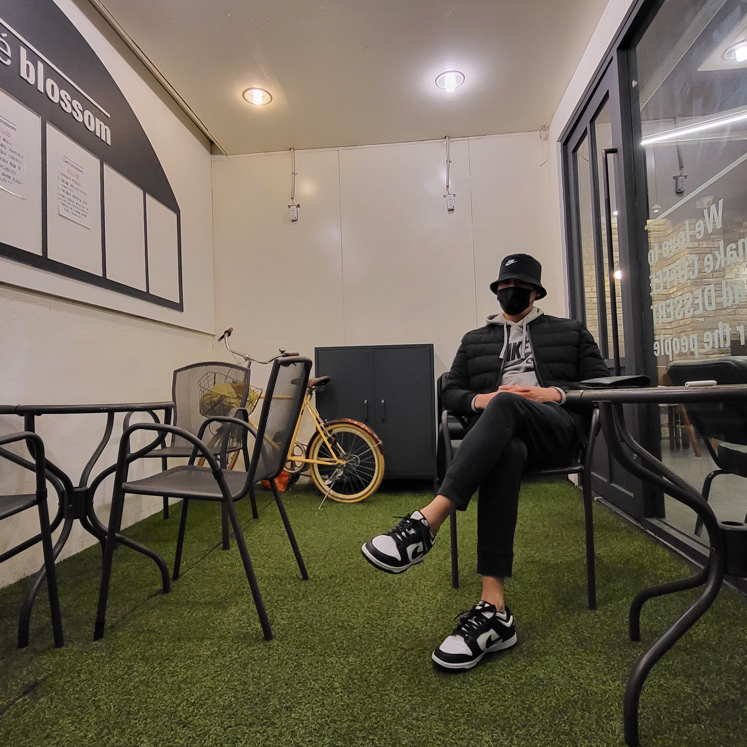Nike Dunk Low Retro Black, Nike Futura Washed Bucket Hat Black 착용 스타일