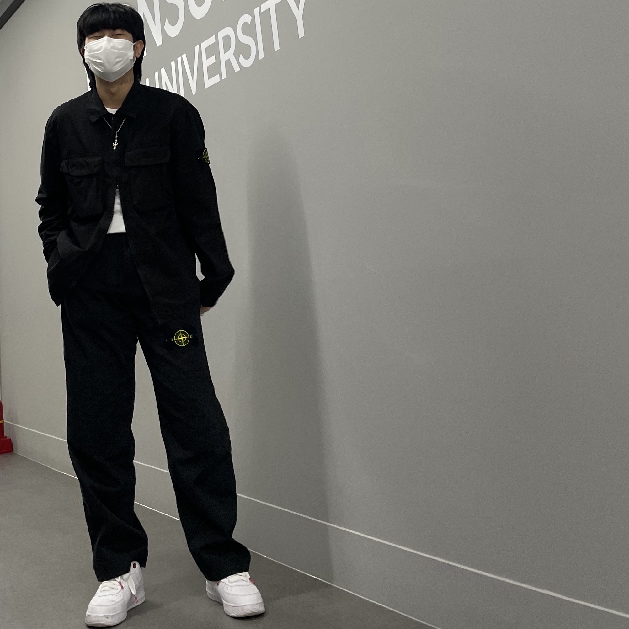 Stone Island 114WN T.CO+OLD Overshirt Black - 22SS, Nike Air Force 1 '07 Low White 착용 스타일