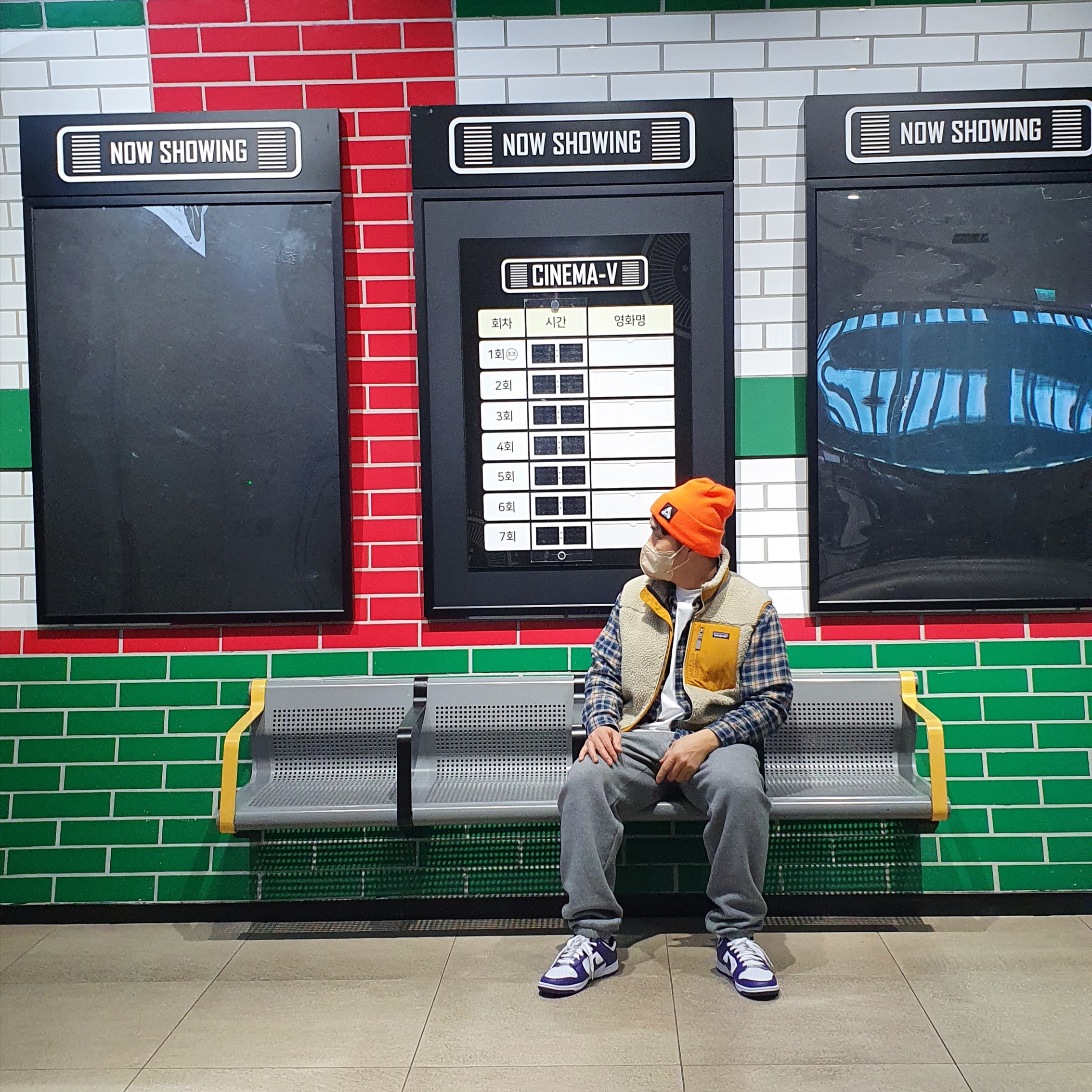 Palace Gore-Tex Tri-Ferg Patch Beanie Orange - 21FW, Palace Cargo Pocket Flannel Shirt Blue - 21FW 착용 스타일