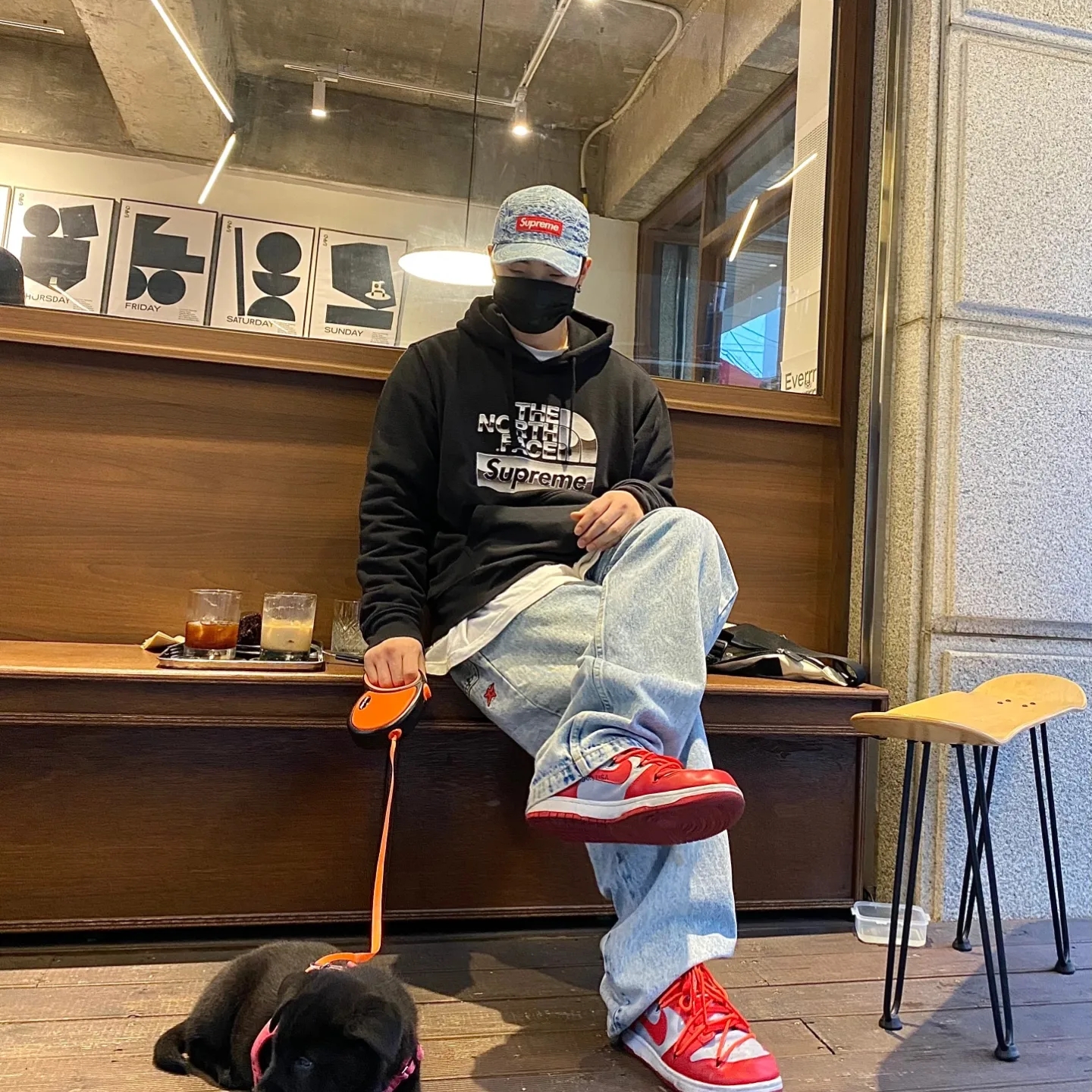 Supreme Circles Jacquard Denim Camp Cap Blue - 21FW, Nike x Off-White Dunk Low University Red 착용 스타일