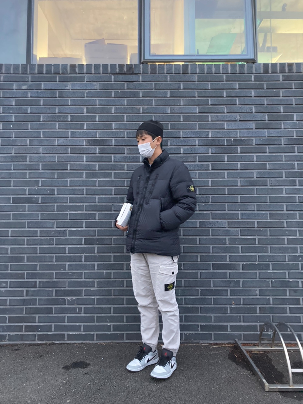 Stone Island 40223 Garment Dyed Crinkle Reps Down Jacket Black - 21FW 착용 스타일 - 1
