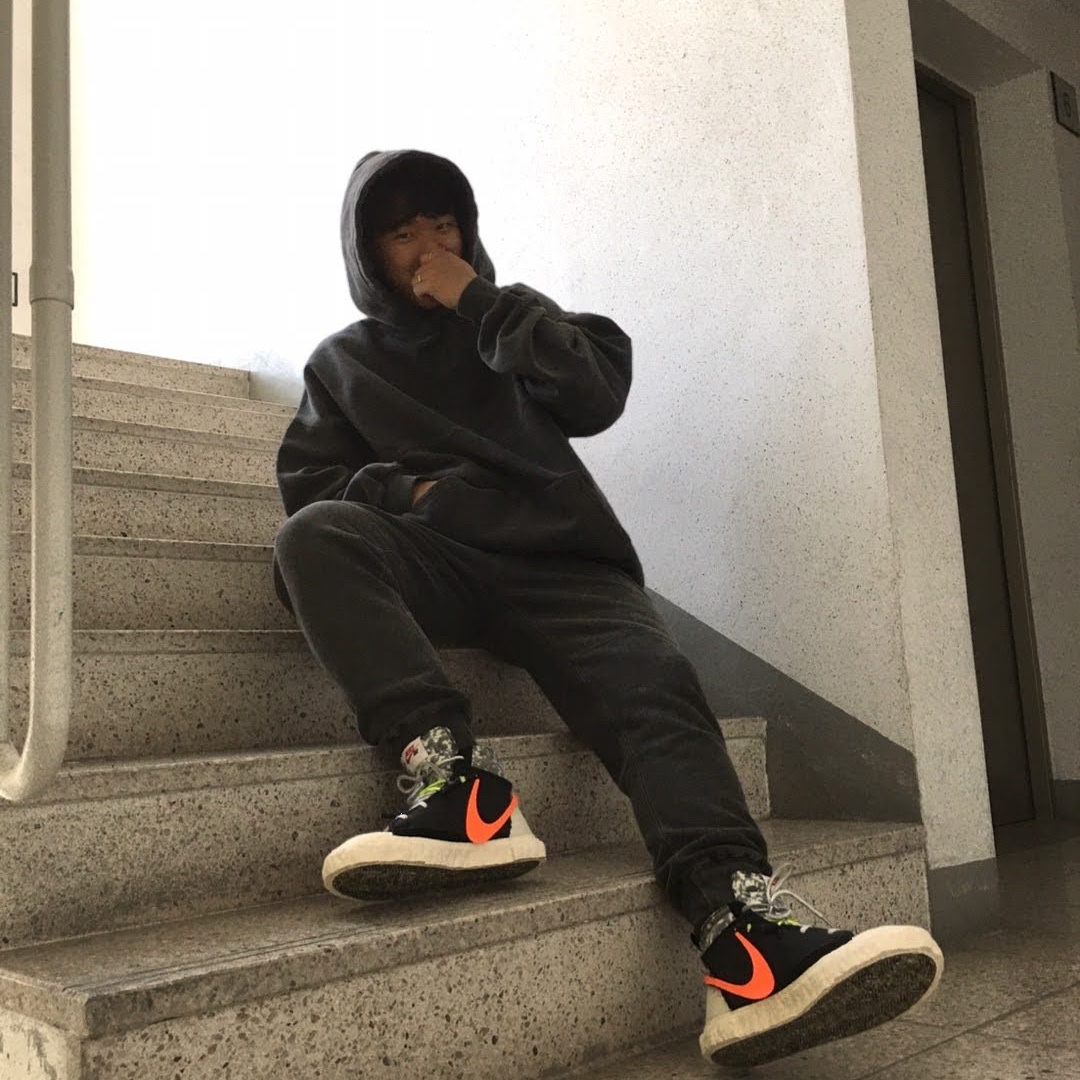Nike x Readymade Blazer Mid Black, IAB Studio Blocked Pigment Hoodie Black 착용 스타일