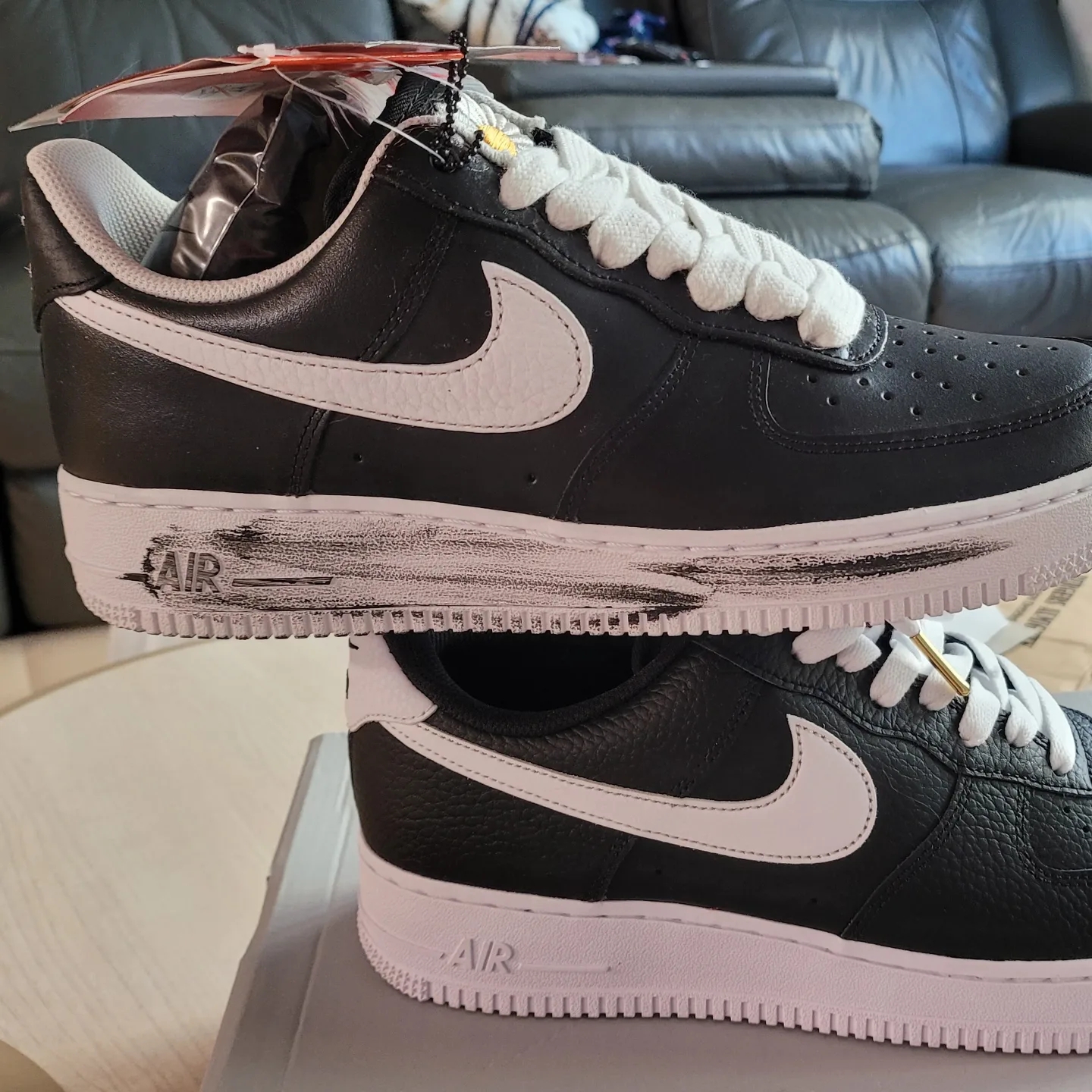 Nike x Peaceminusone Air Force 1 Low Para-Noise, Nike Air Force 1 '07 Black White 착용 스타일 - 1