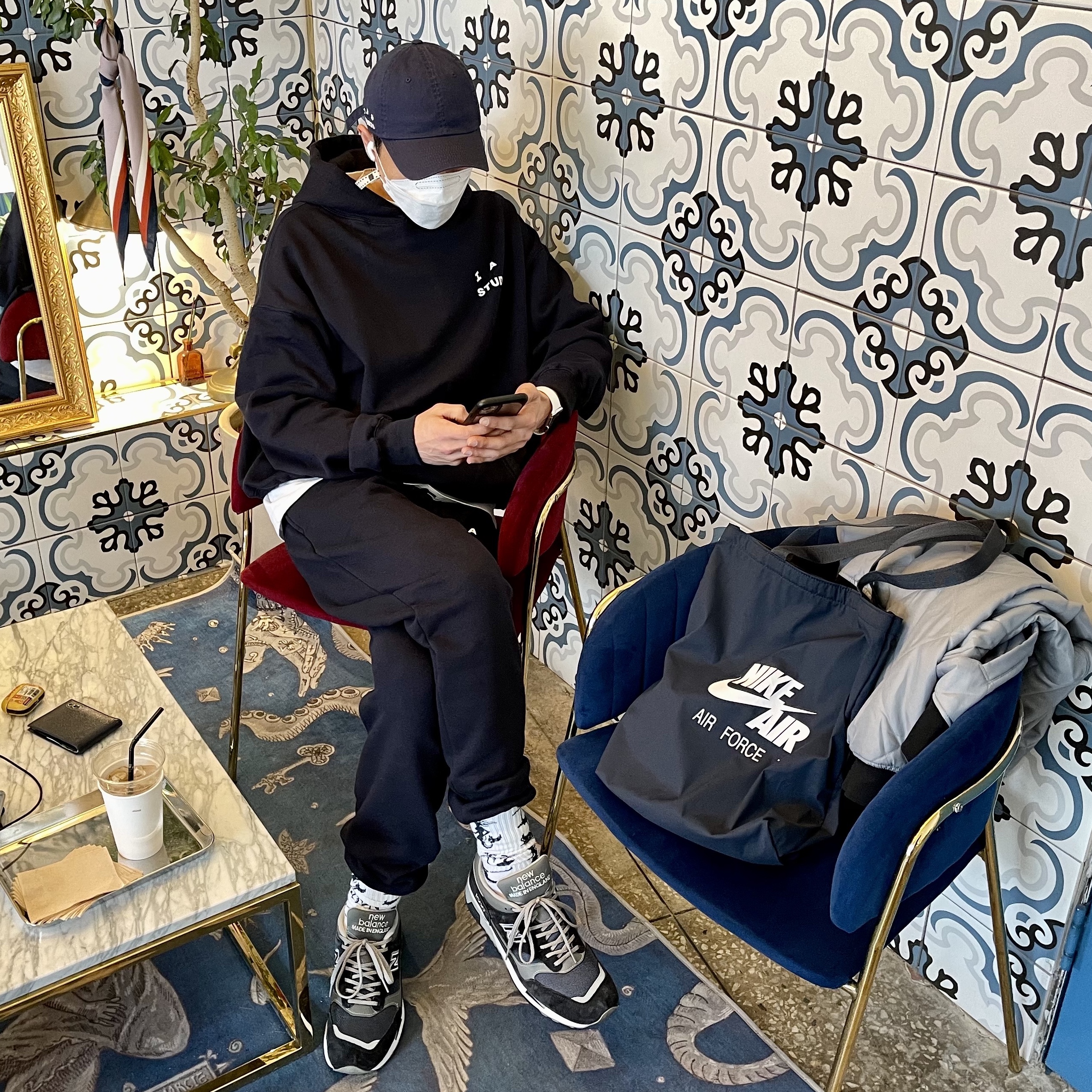 IAB Studio Hoodie Navy - 21SS, IAB Studio Cap Navy 착용 스타일 - 1