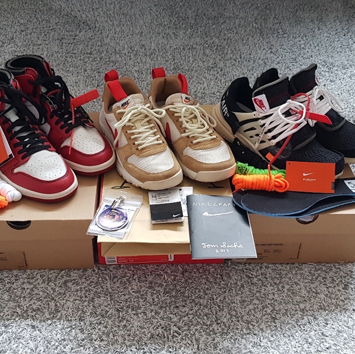 Jordan 1 x Off-White Retro High Chicago The Ten, Nike x Tom Sachs Mars Yard Shoe 2.0 Space Camp 착용 스타일