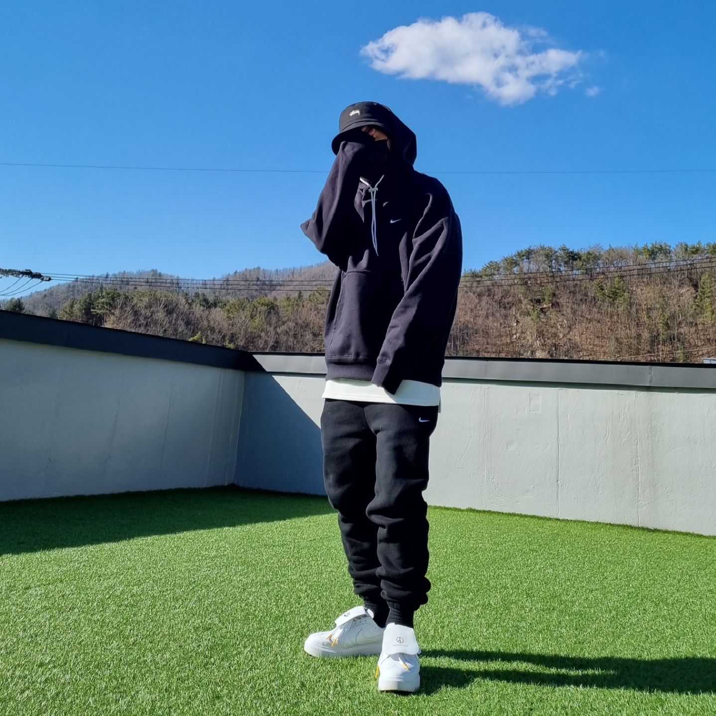 Nike NRG Solo Swoosh Fleece Hoodie Black White - Asia, Nike M NRG Hoodie Black 착용 스타일