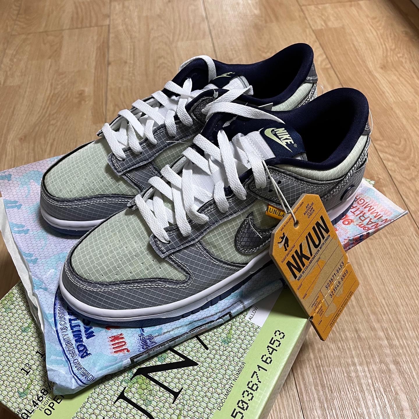 Nike x Union Dunk Low Passport Pack Pistachio 착용 스타일 - 3