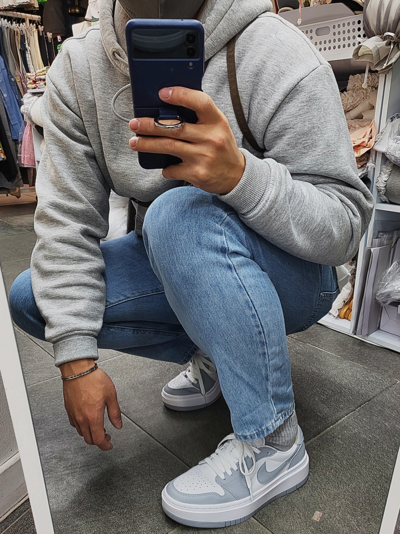 (W) Jordan 1 Elevate Low White and Wolf Grey 착용 스타일