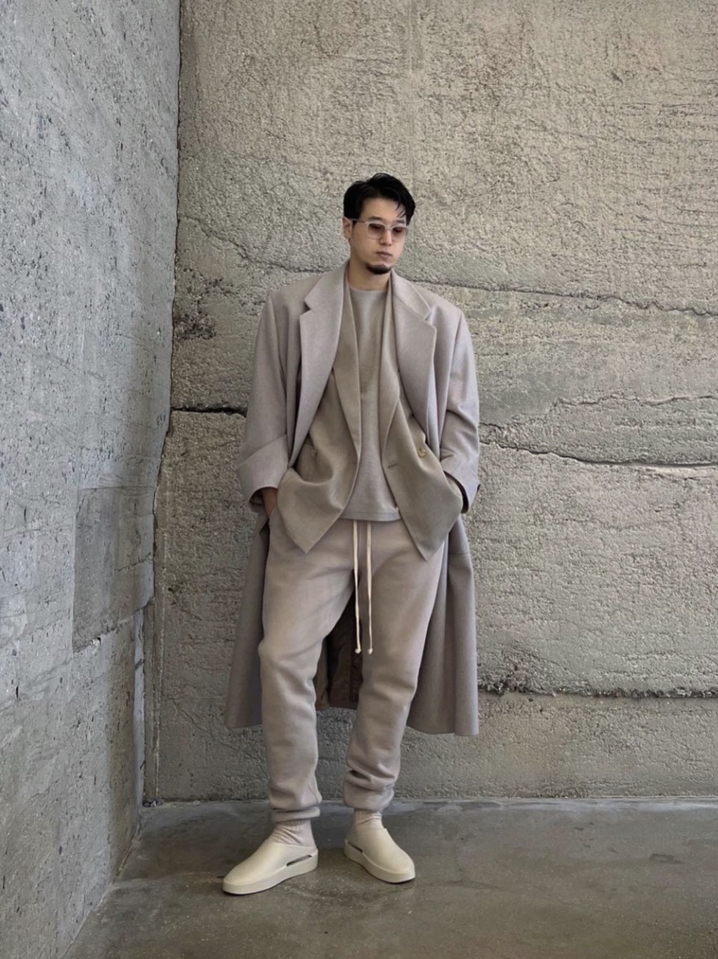 Fear of God The California Oat, Fear of God The Vintage Sweatpants Vintage Paris Sky 착용 스타일