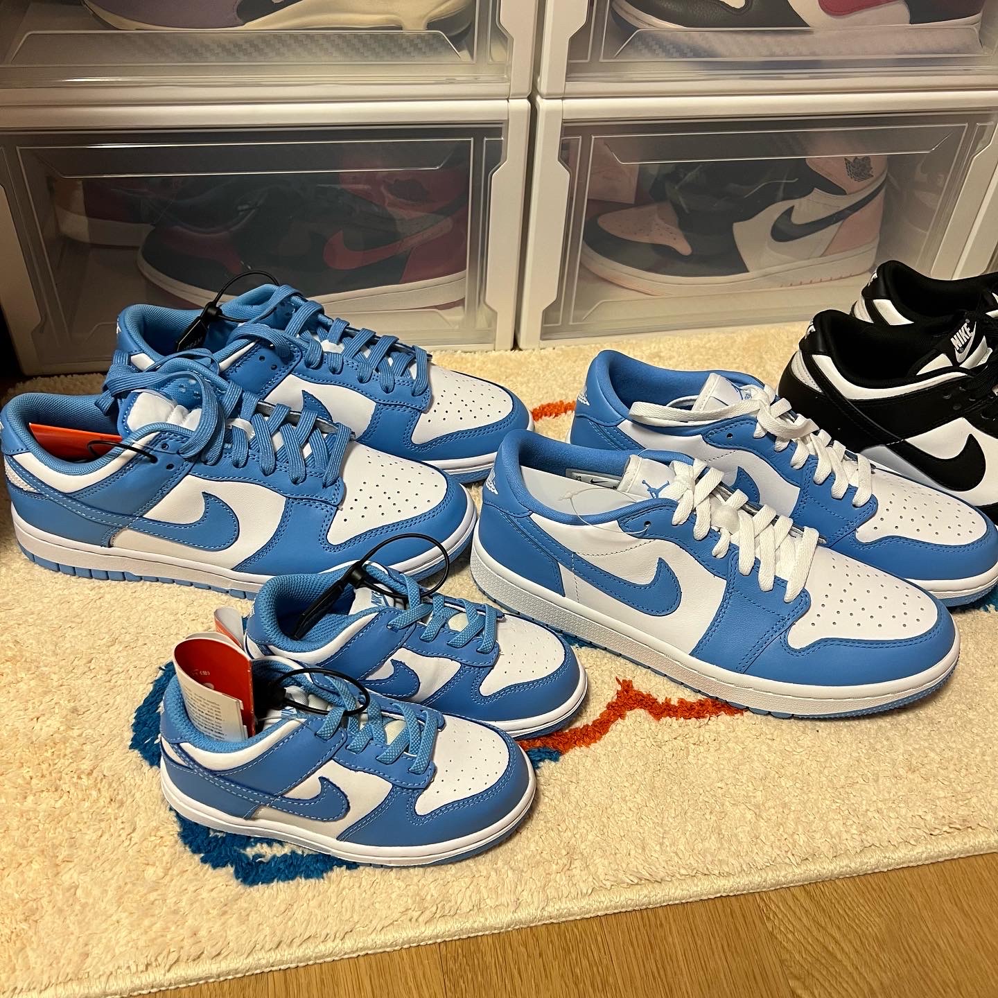 Jordan 1 Low Golf White and University Blue, (TD) Nike Dunk Low University Blue 착용 스타일