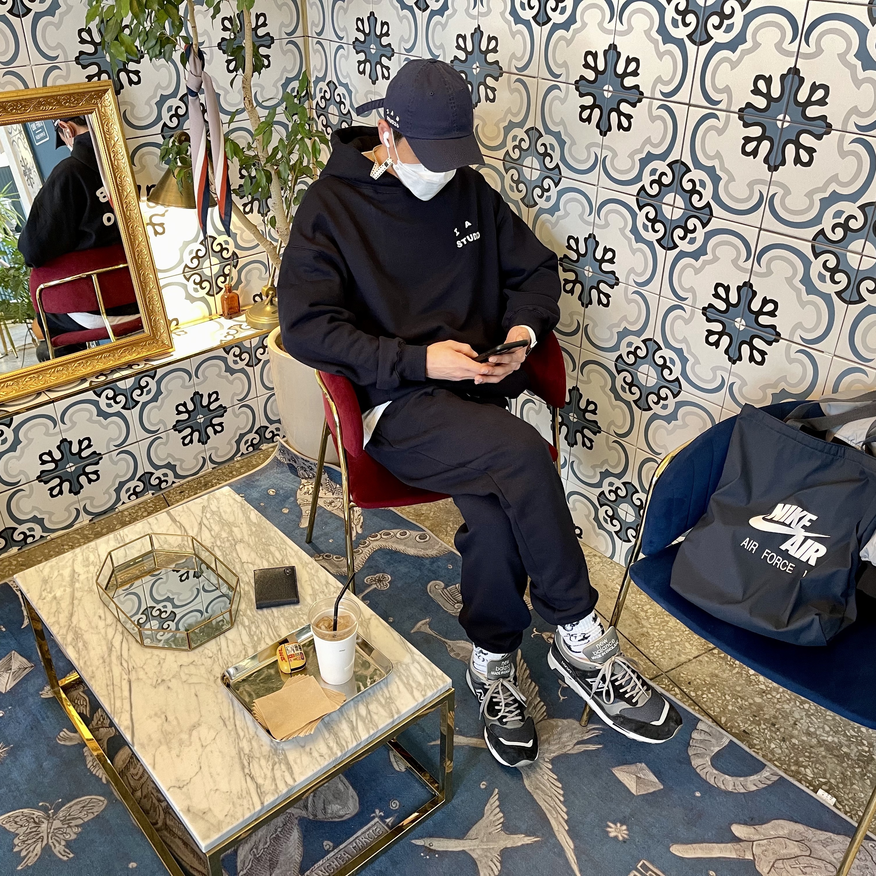 IAB Studio Hoodie Navy - 21SS, IAB Studio Cap Navy 착용 스타일 - 2