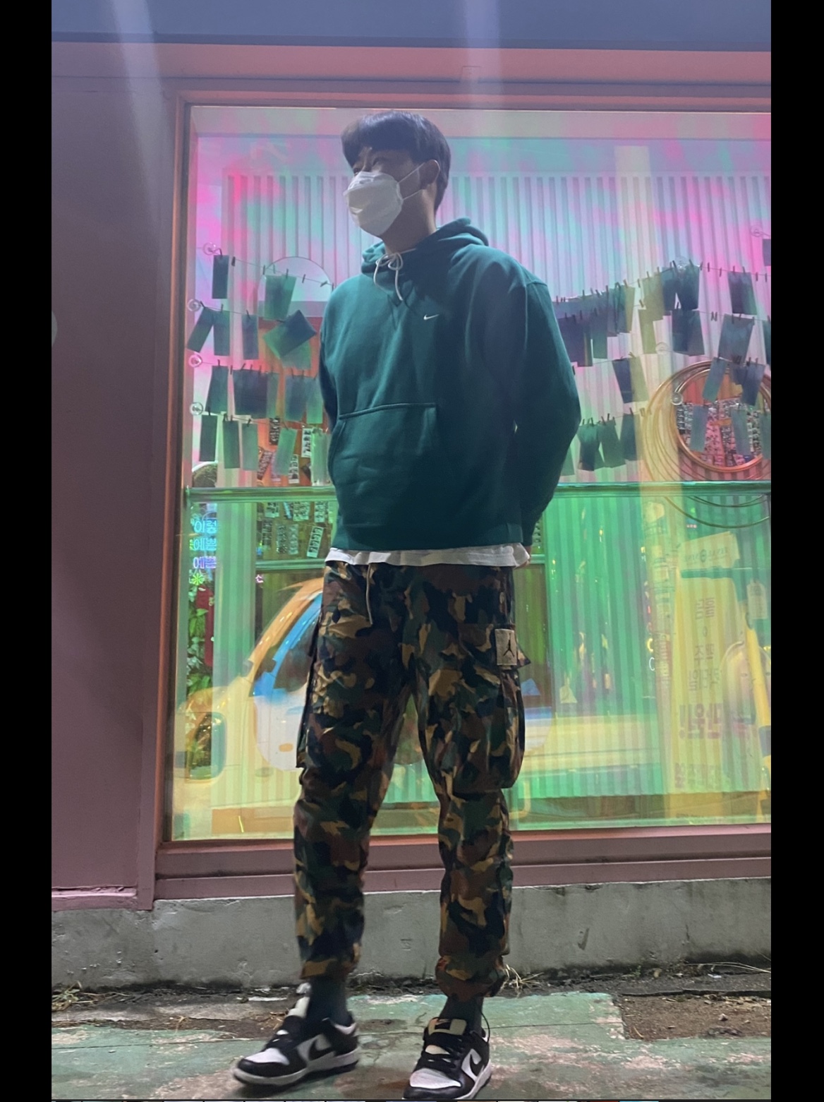 Nike NRG Solo Swoosh Fleece Hoodie Mystic Green - Asia, Nike Dunk Low Retro Black 착용 스타일 - 1