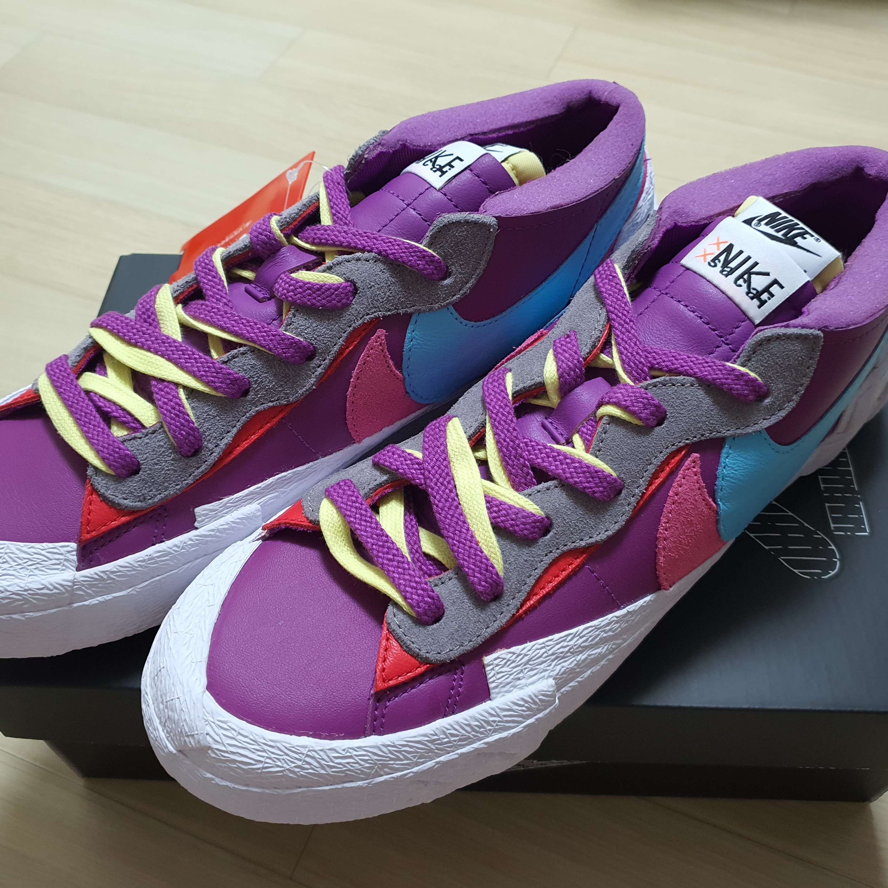 Nike x Sacai x Kaws Blazer Low Purple Dusk 착용 스타일 - 1