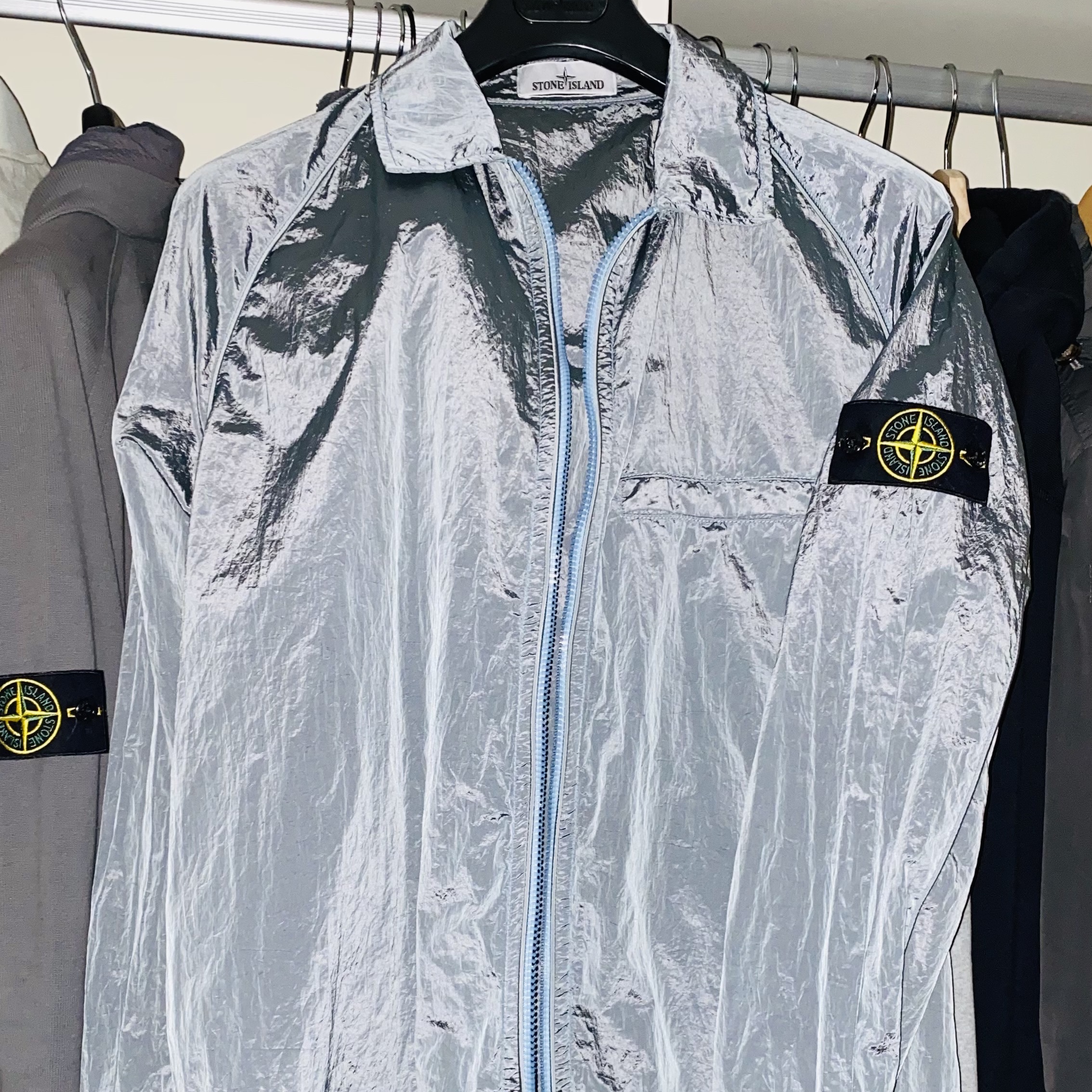 Stone Island 12321 Nylon Metal Garment Dyed Packable Overshirt Aqua - 22SS 착용 스타일 - 2