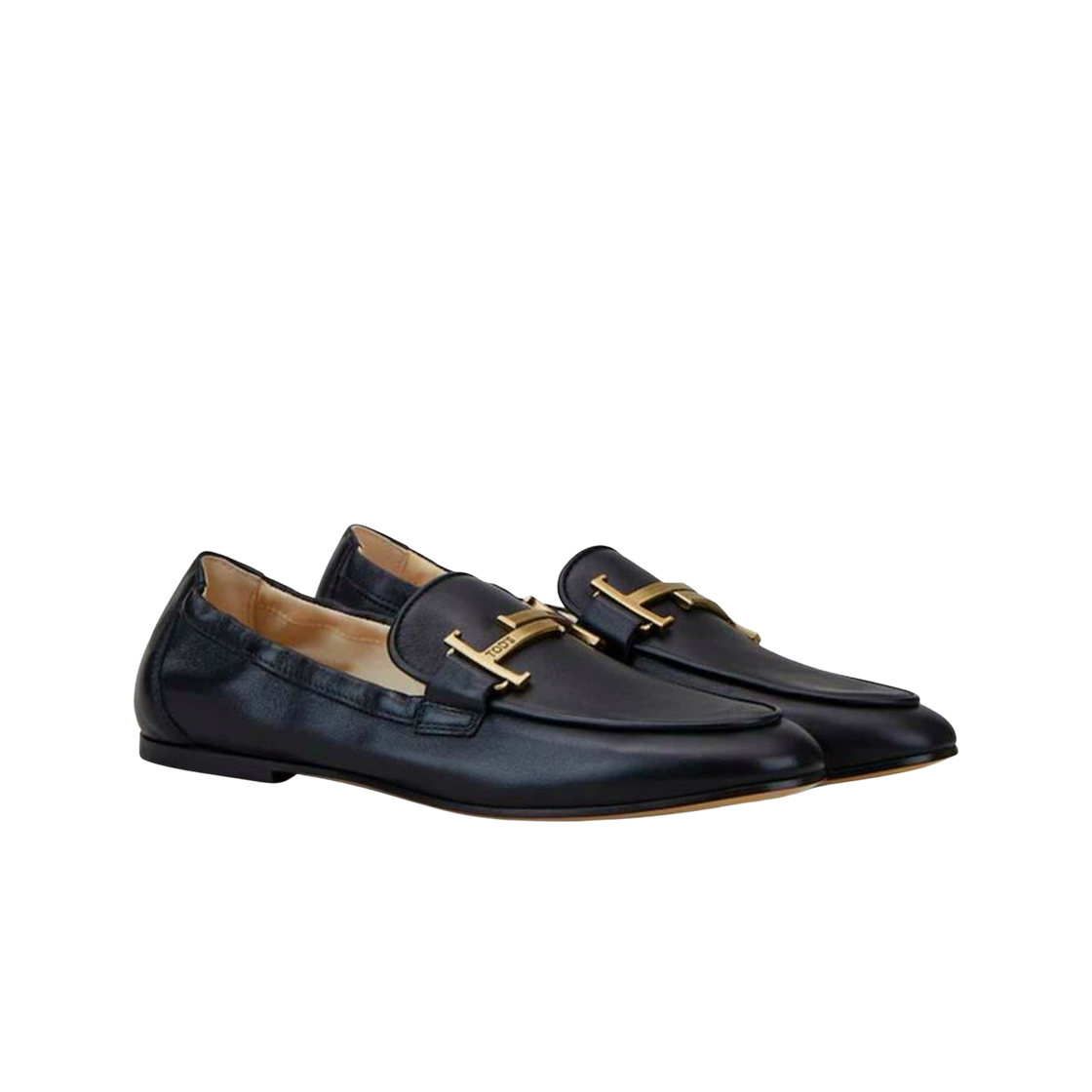 (W) 토즈 더블 T 레더 로퍼 블랙((W) Tod's Double T Leather Loafers Black) - 2