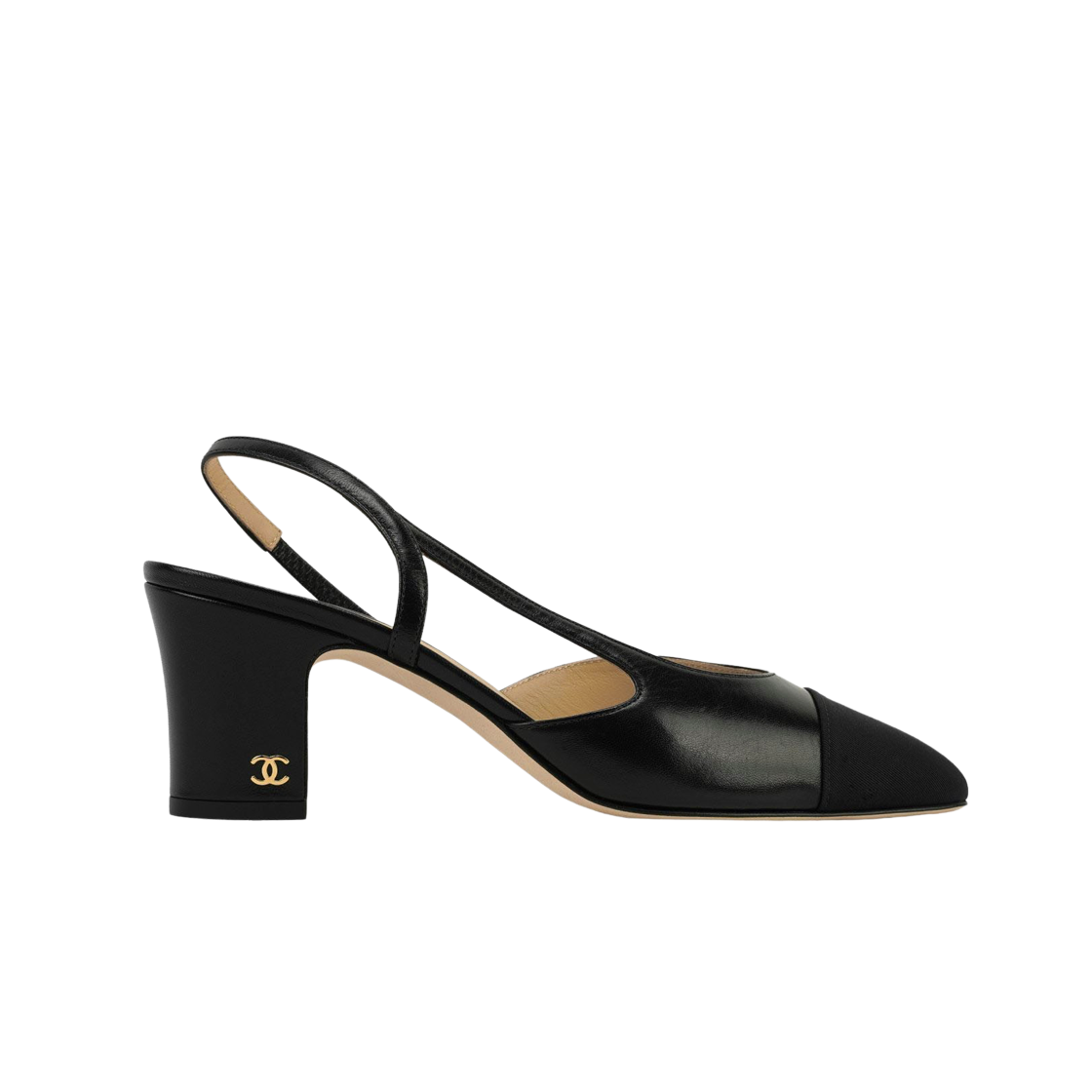(W) 샤넬 슬링백 고트스킨 그로그랭 & 블랙((W) Chanel Slingbacks Goatskin Grosgrain & Black)