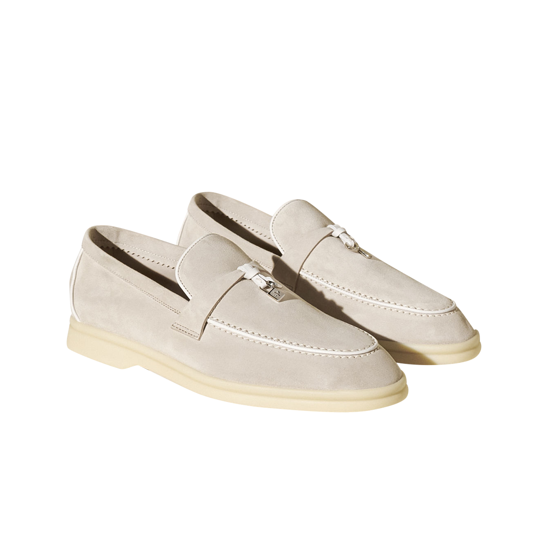 (W) 로로 피아나 썸머 참 워크 스웨이드 카프스킨 파우더 펄((W) Loro Piana Summer Charms Walk Suede Calfskin Powder Pearl) - 2