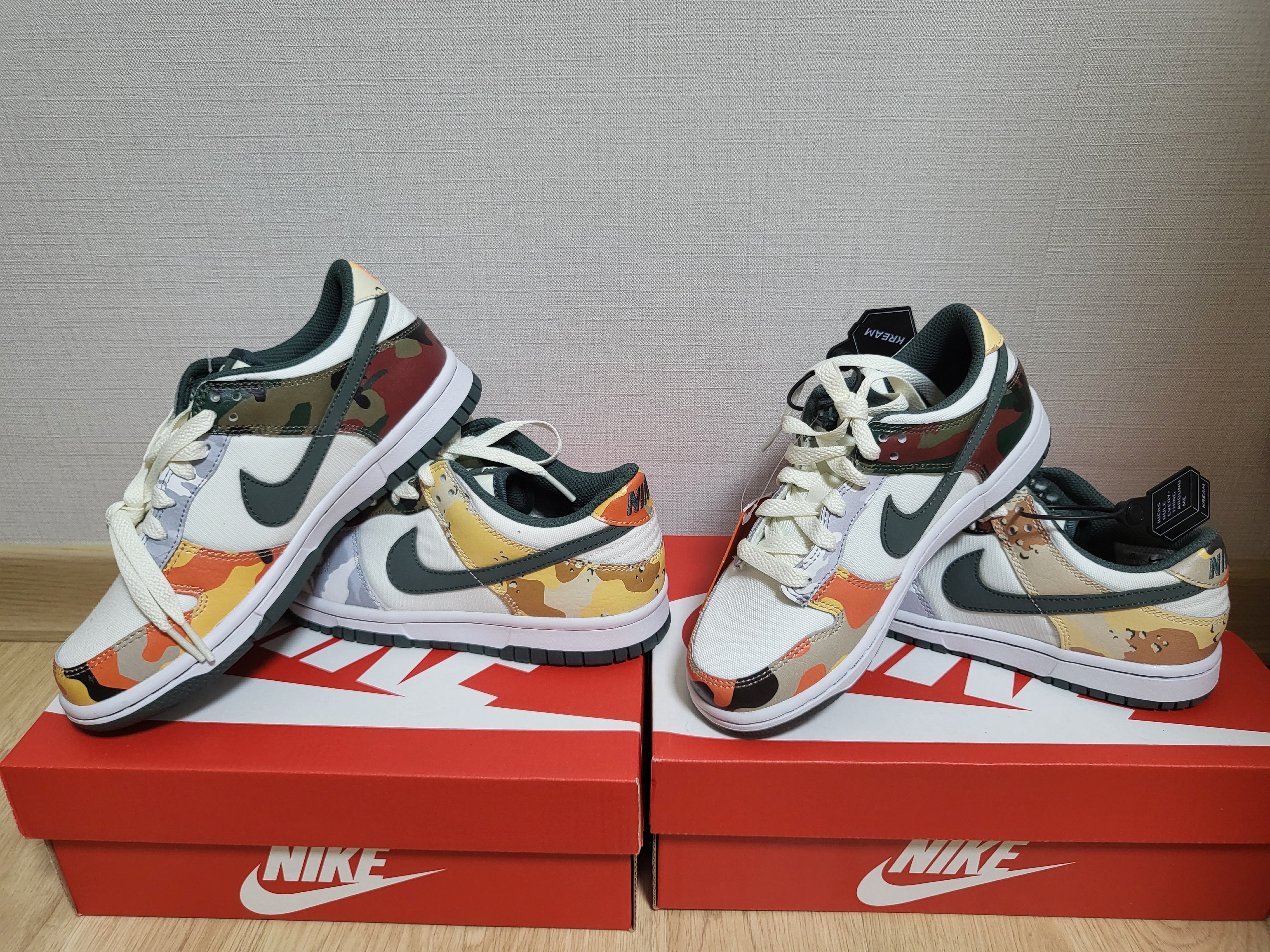 (PS) Nike Dunk Low SE Sail Multi Camo, (GS) Nike Dunk Low SE Sail Multi Camo 착용 스타일 - 2